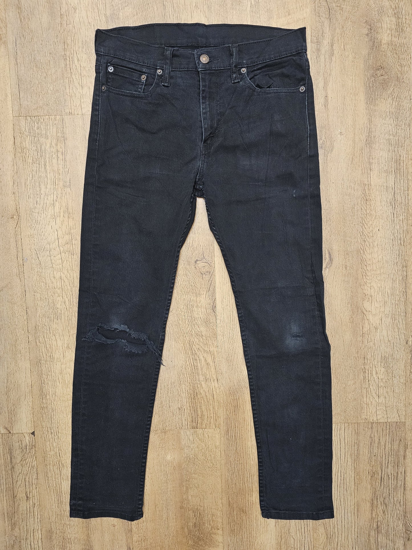 Levi's Black Ripped Jeans 501 Skinny Fit - W31/28L