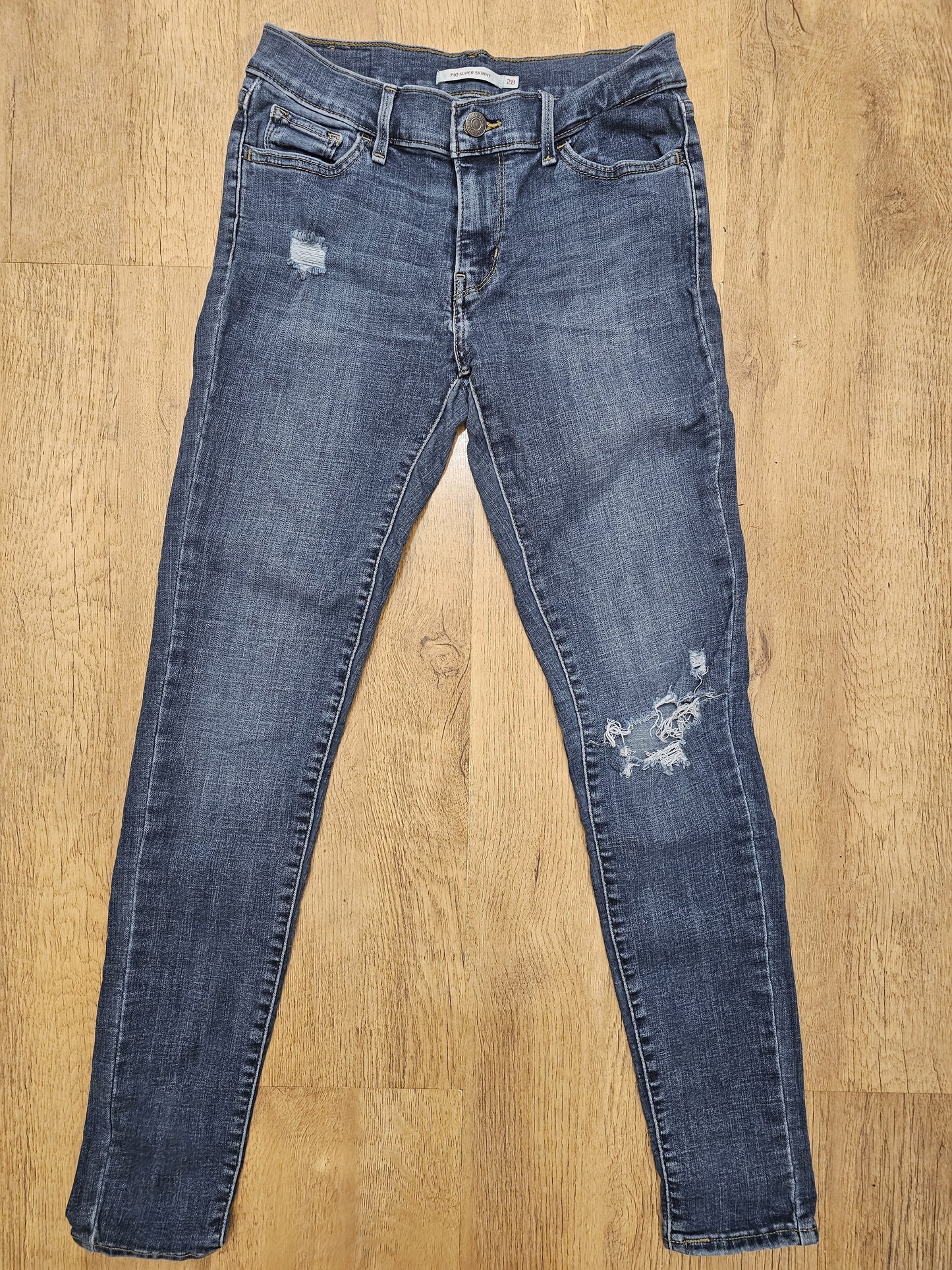 Levi's Womens Blue Mid Rise Jeans 710 Super Skinny - W27/29L (C. UK 8)