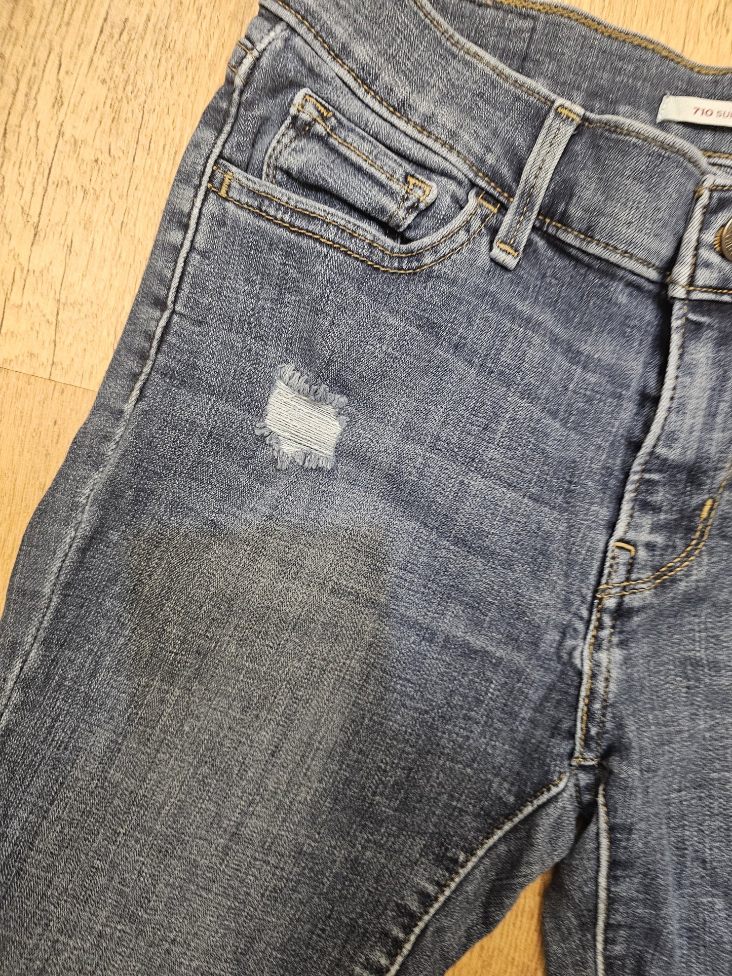 Levi's Womens Blue Mid Rise Jeans 710 Super Skinny - W27/29L (C. UK 8)