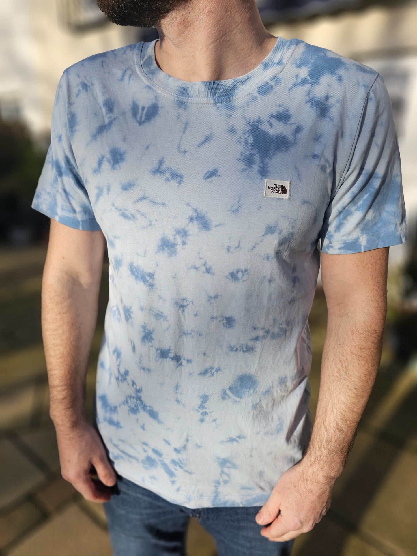 Mens The North Face Tie Dye Blue Short Sleeve T-Shirt - M/Medium