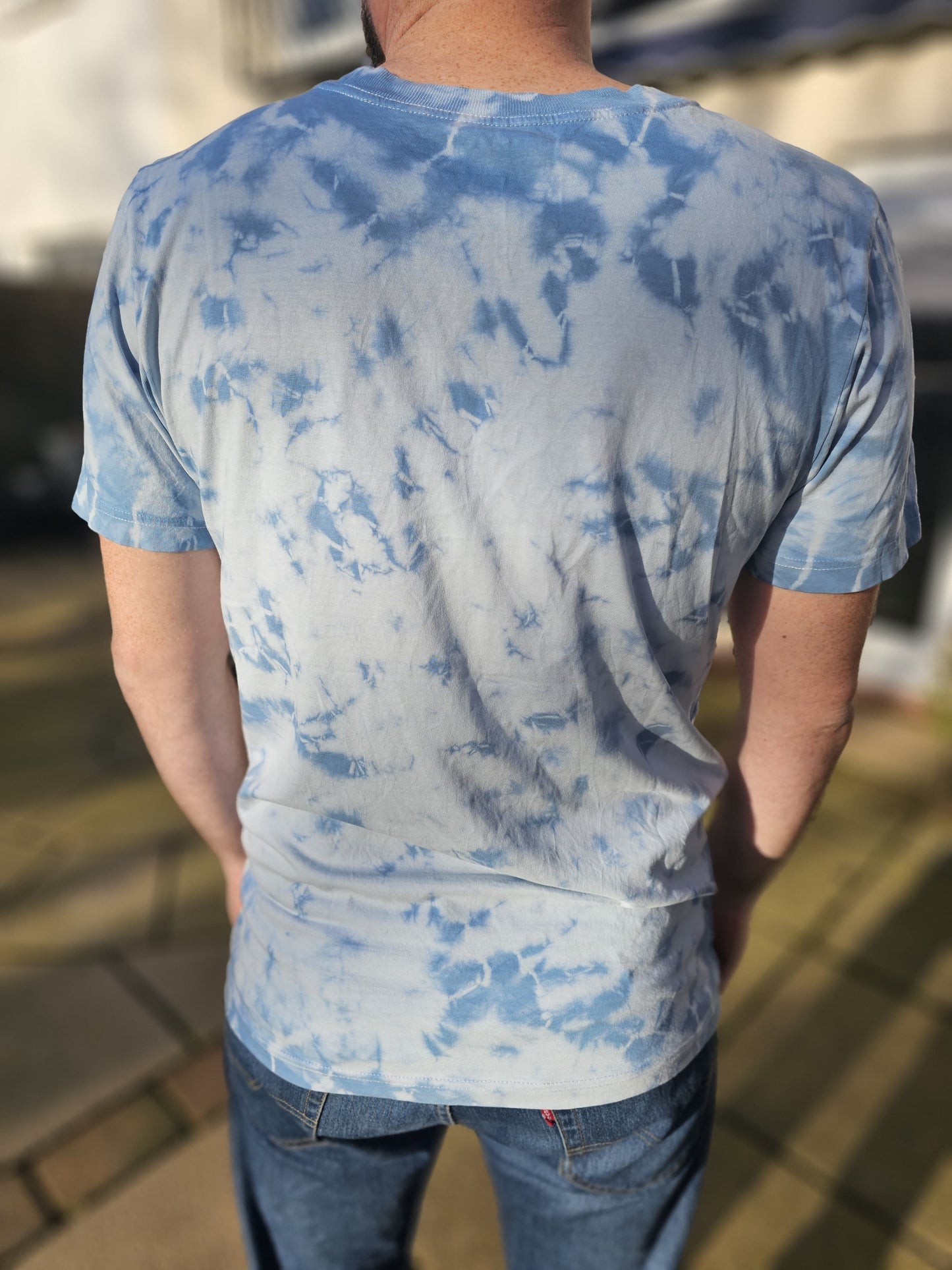 Mens The North Face Tie Dye Blue Short Sleeve T-Shirt - M/Medium