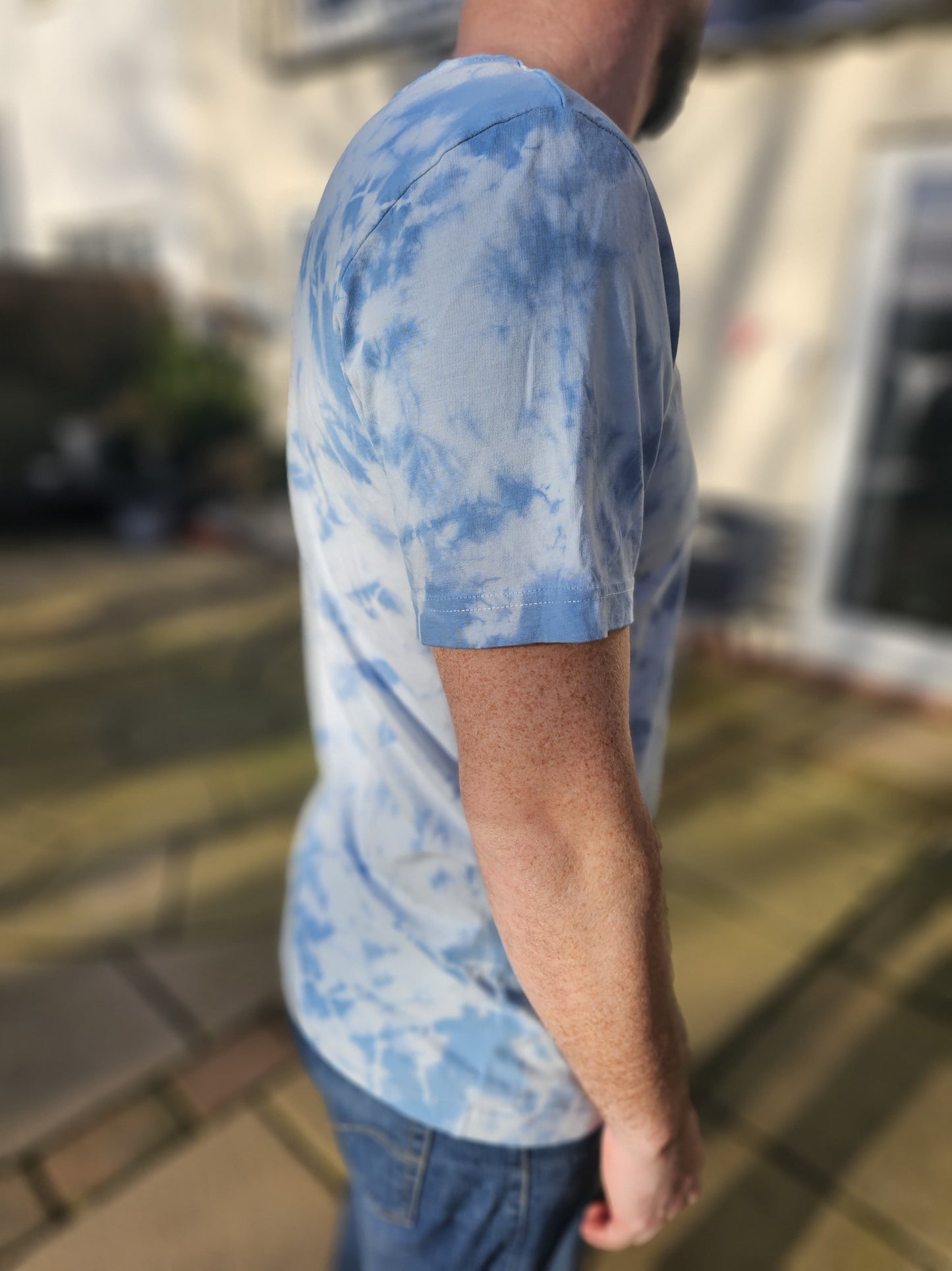 Mens The North Face Tie Dye Blue Short Sleeve T-Shirt - M/Medium