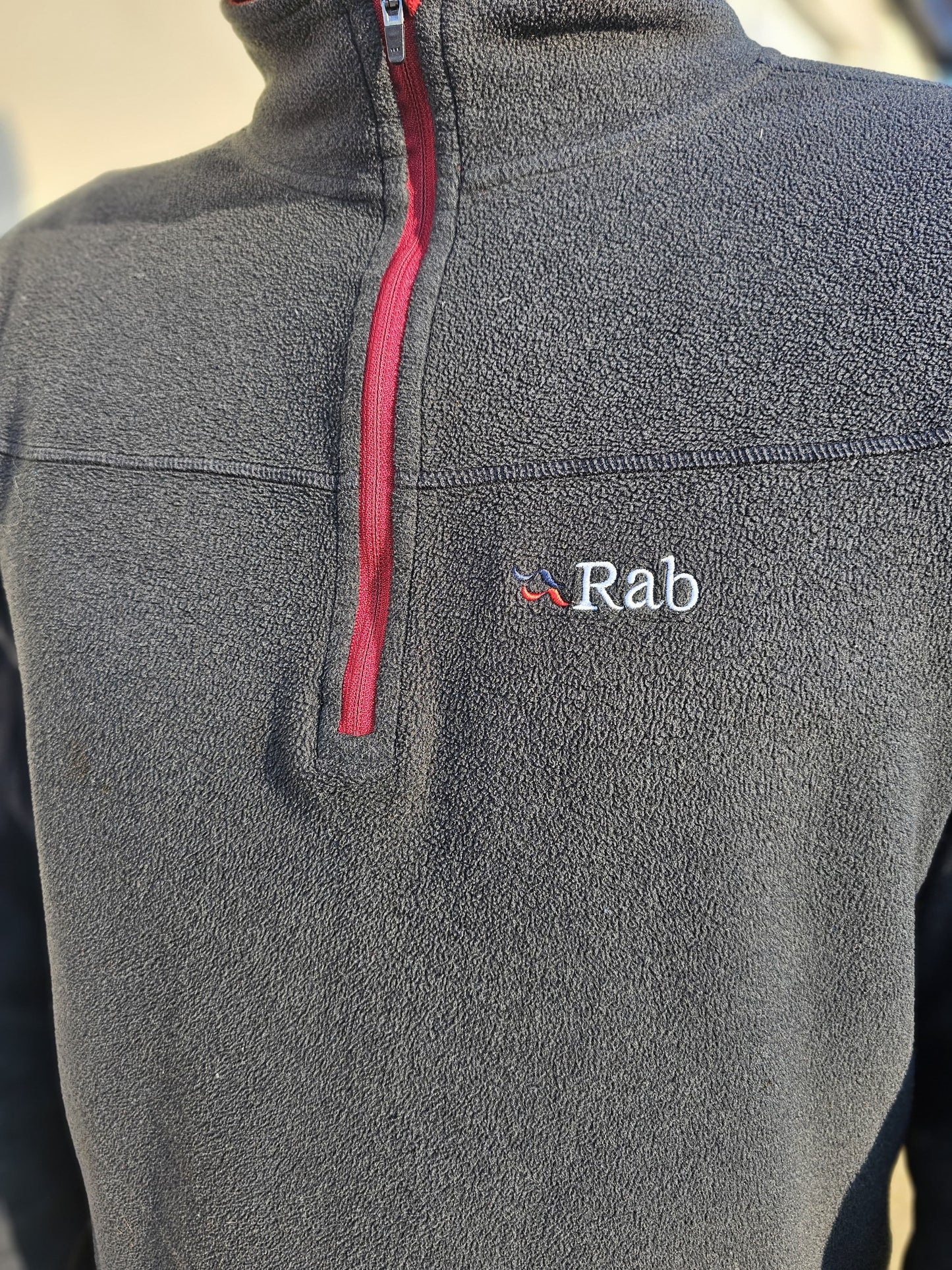Rab Black/Red 1/4 Zip Fleece Pullover Jumper Sweatshirt - L/Large