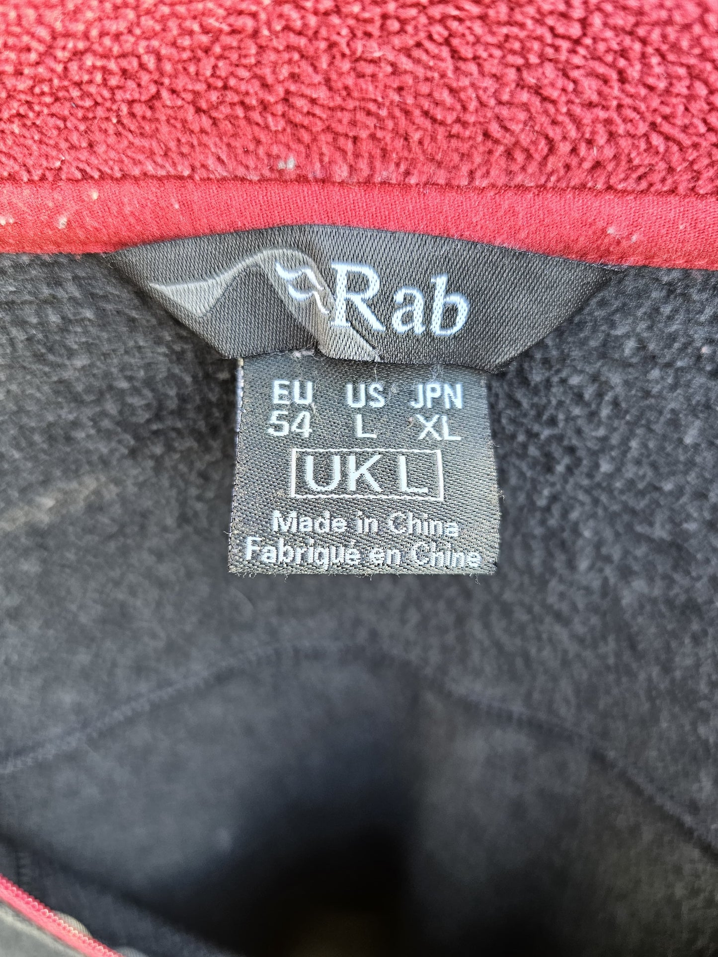 Rab Black/Red 1/4 Zip Fleece Pullover Jumper Sweatshirt - L/Large