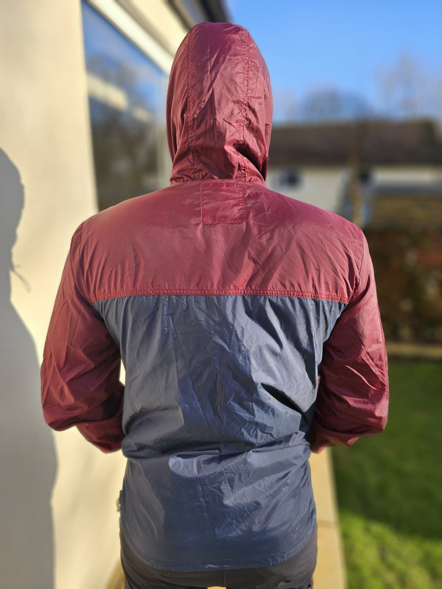 Awesome Obey Burgundy Windbreaker Rain Coat - L/Large
