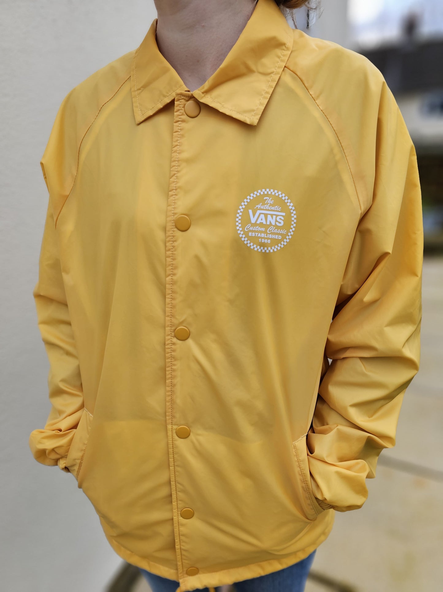 Vans Torrey Yellow Button Up Lined Coach Style Windbreaker/Rain Jacket - M/Medium