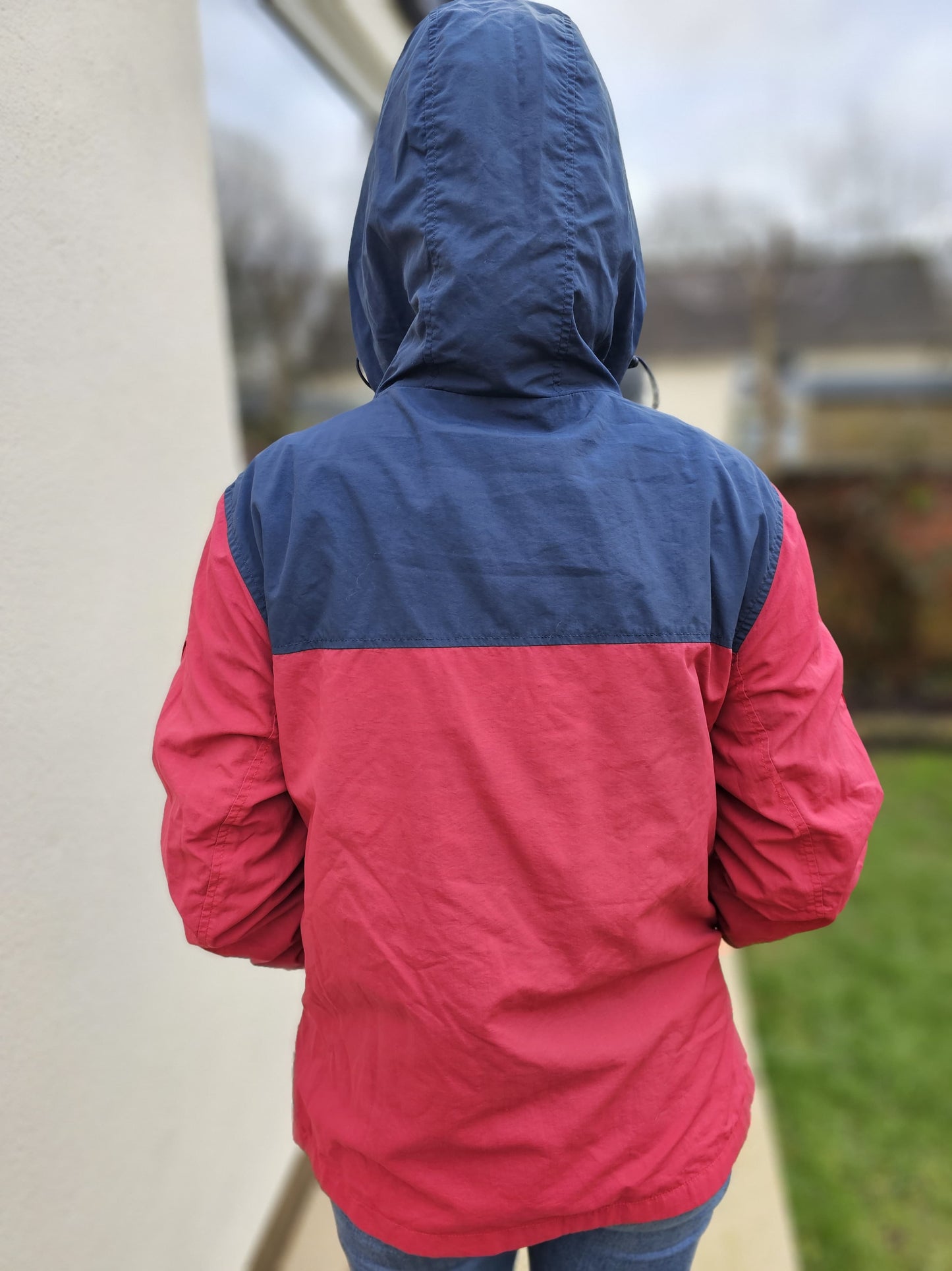 Superdry Red/Navy Pullover Hoodie Anorak Jacket Windbreaker Half Zip - 12/L/Large