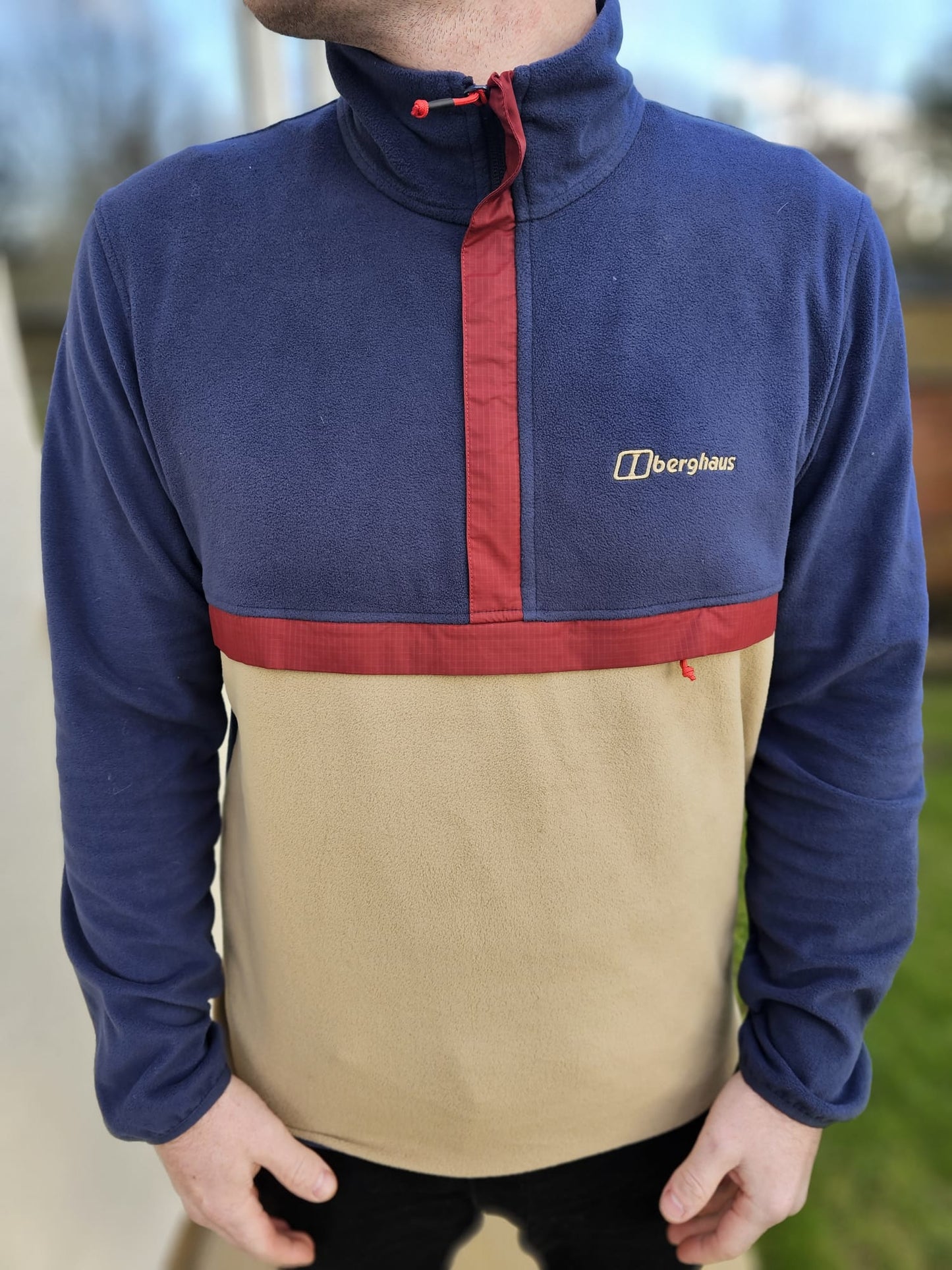 Berghaus Aslam Navy/Beige 1/2 Zip Pullover Fleece - L/Large