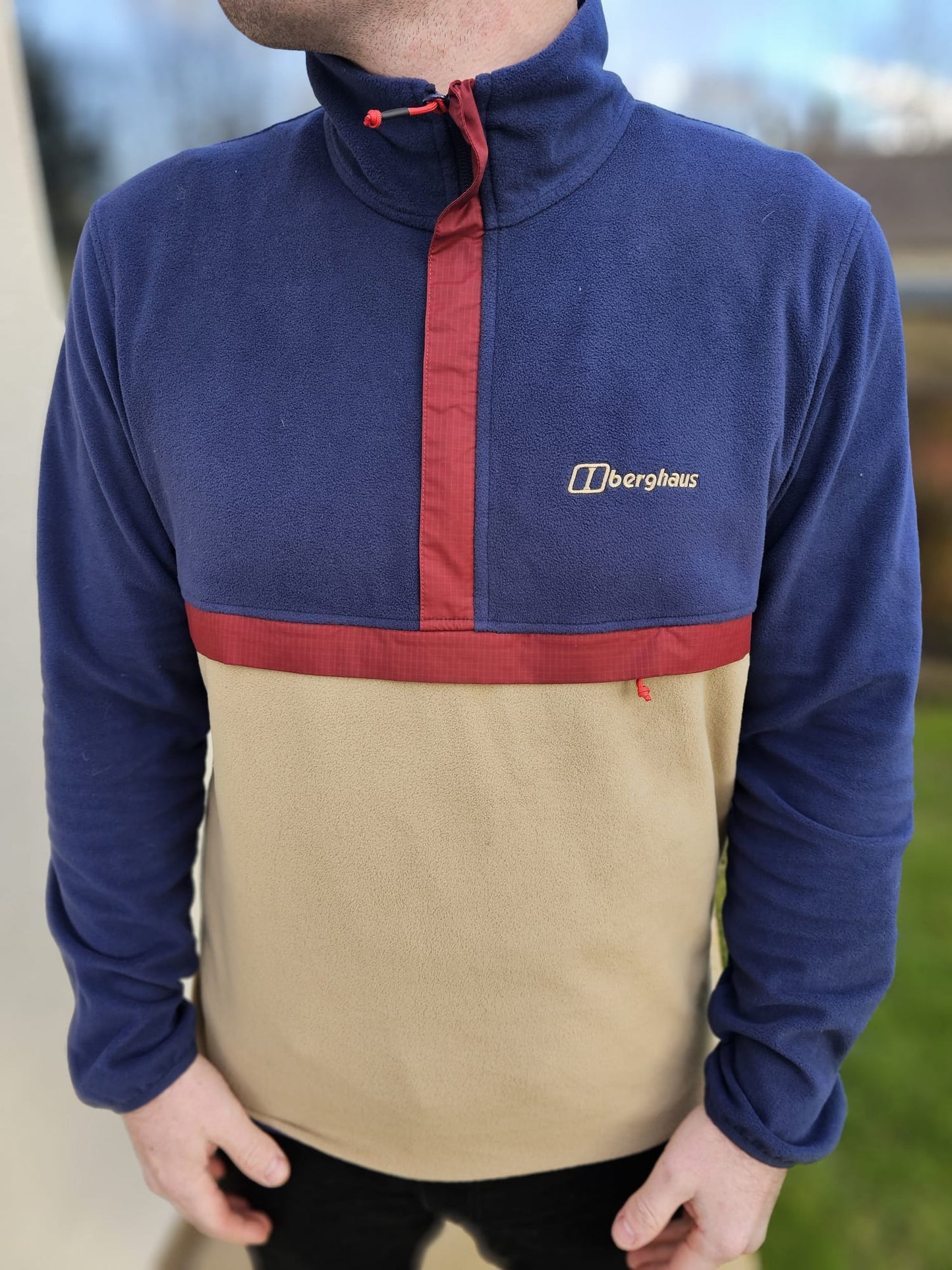 Berghaus Aslam Navy/Beige 1/2 Zip Pullover Fleece - L/Large