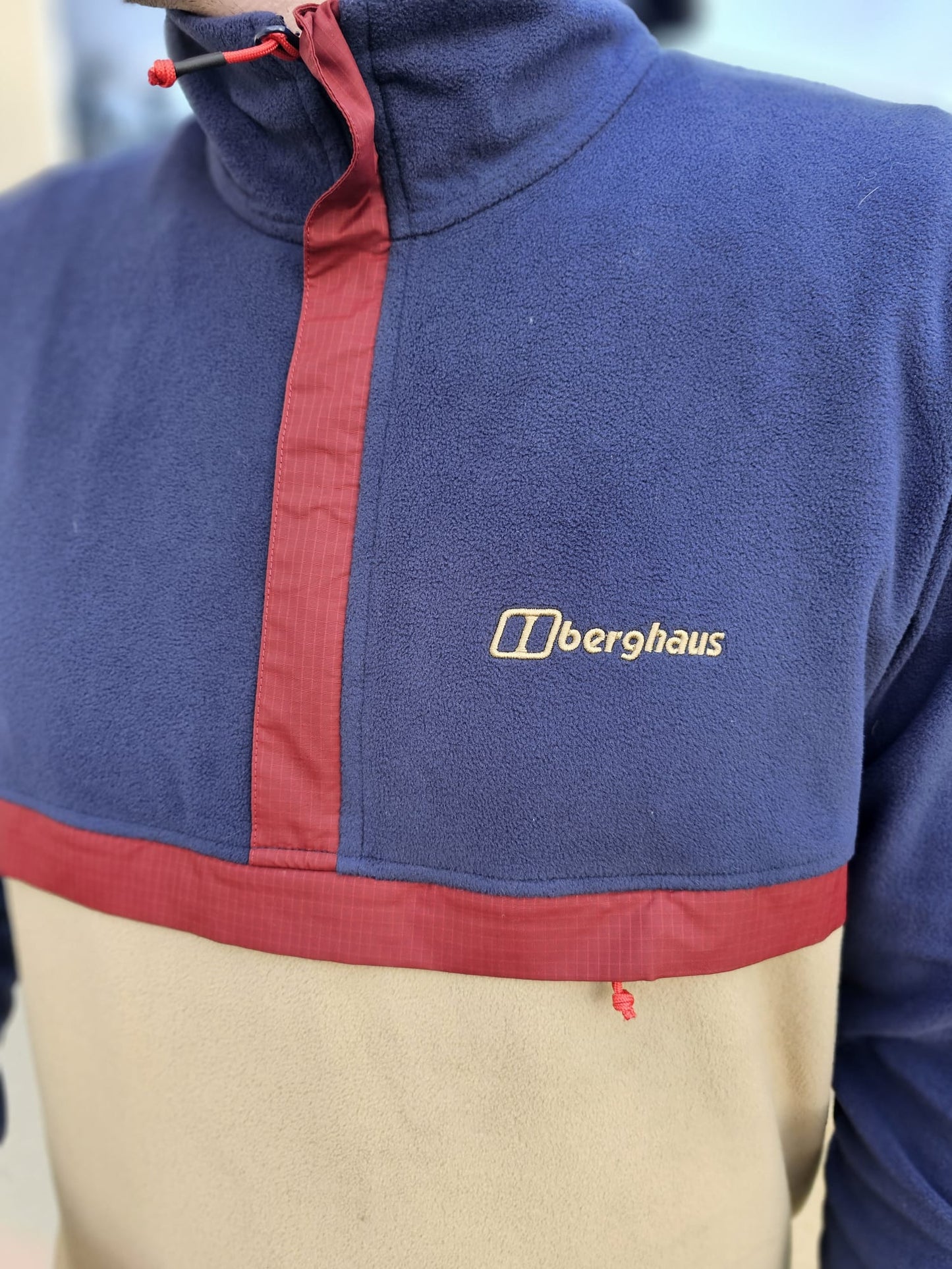 Berghaus Aslam Navy/Beige 1/2 Zip Pullover Fleece - L/Large