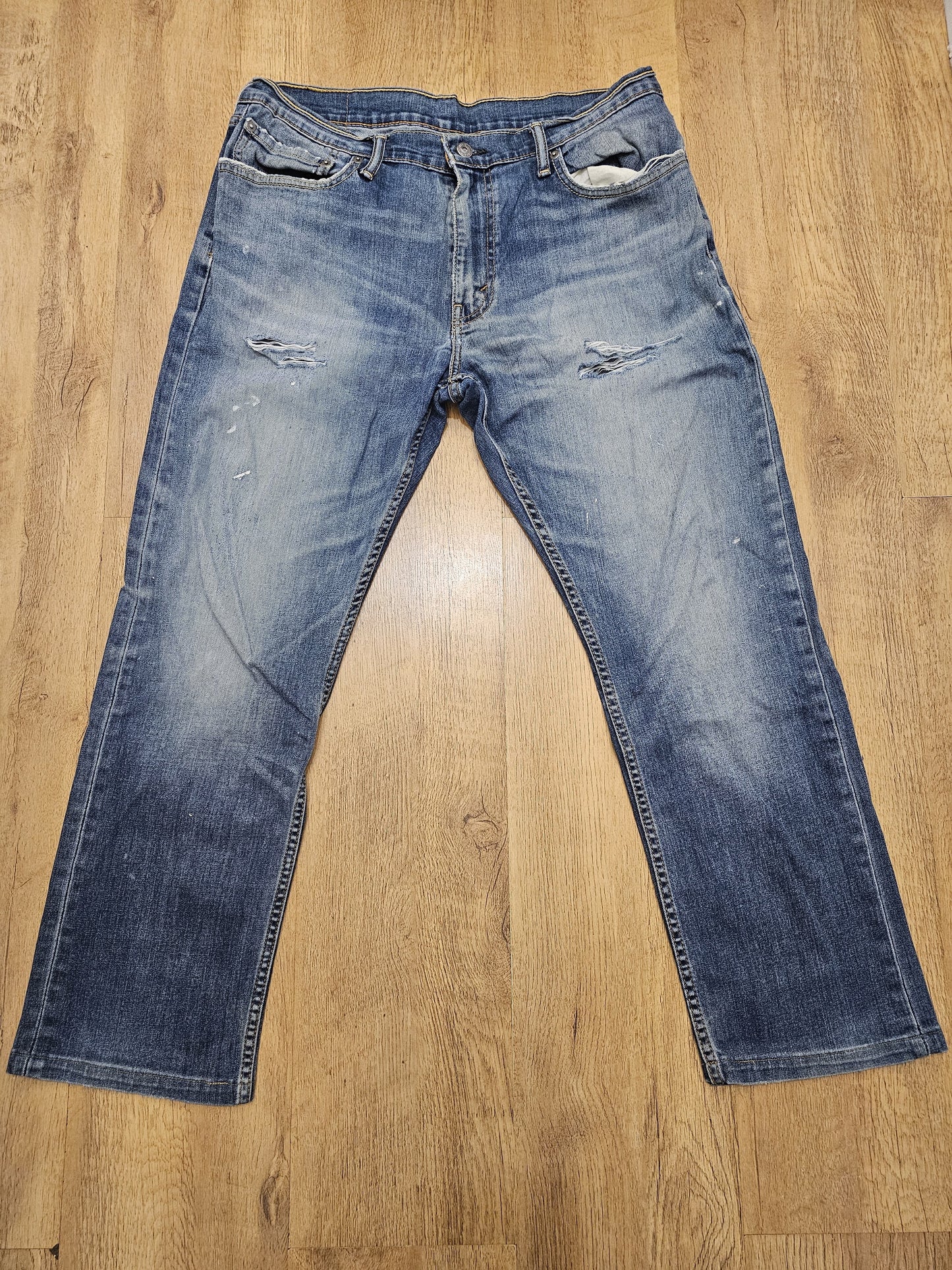 Levi's Blue Ripped Jeans 504 Straight Fit - W35/28L