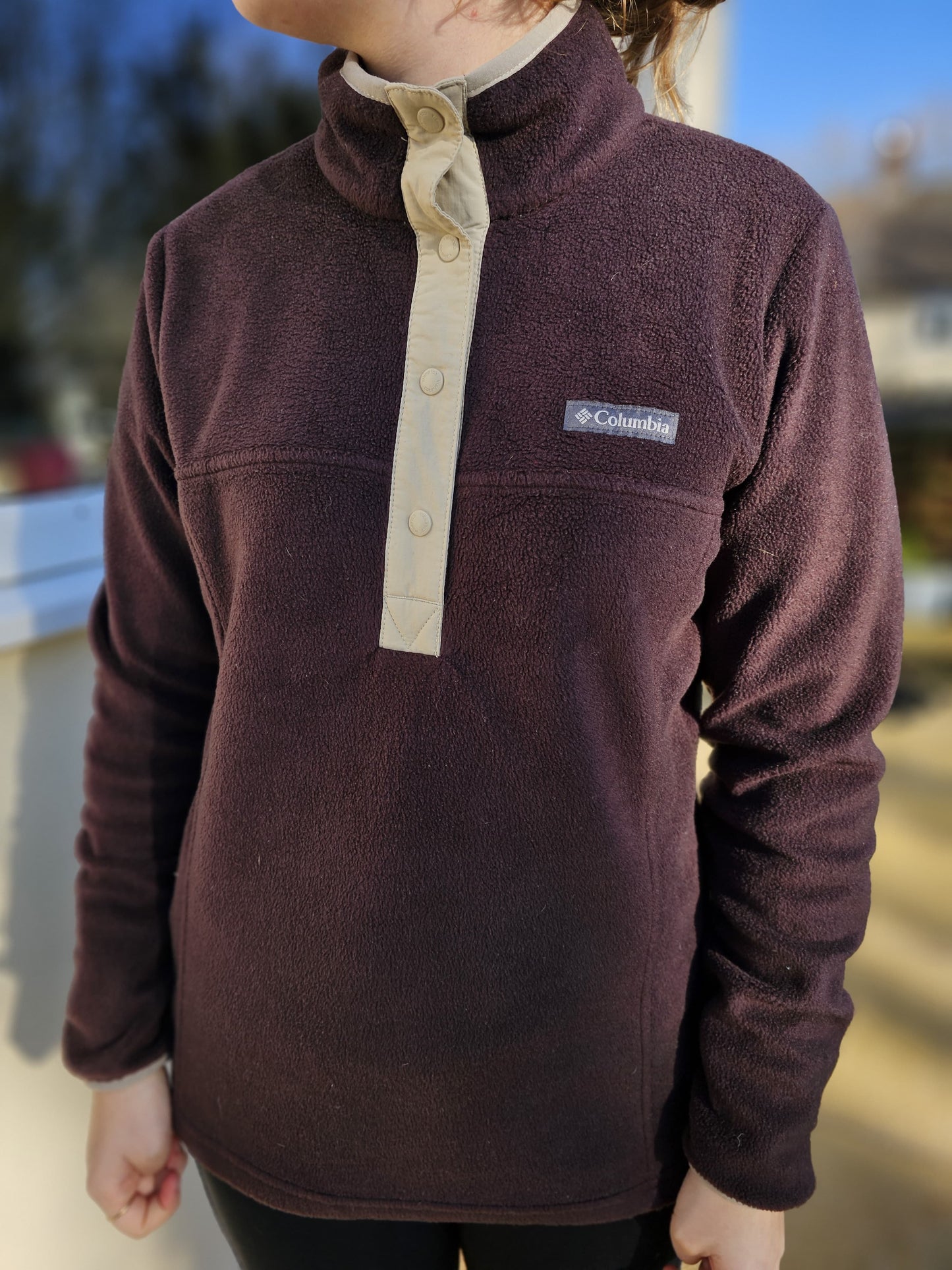 Columbia Brown Pullover Half Snap Fleece Jumper - S/Small