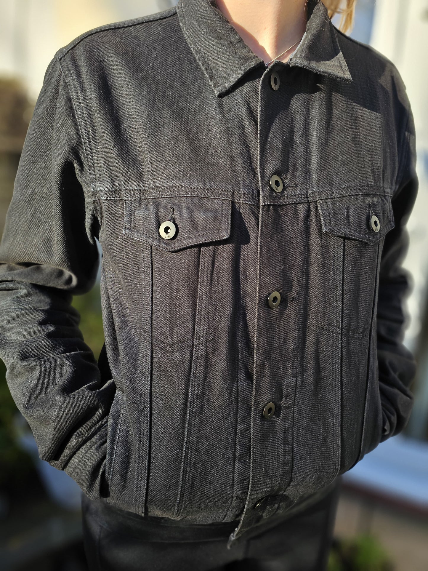 Quiksilver Black Button Up Denim Jacket - S/P/Small (M/10)