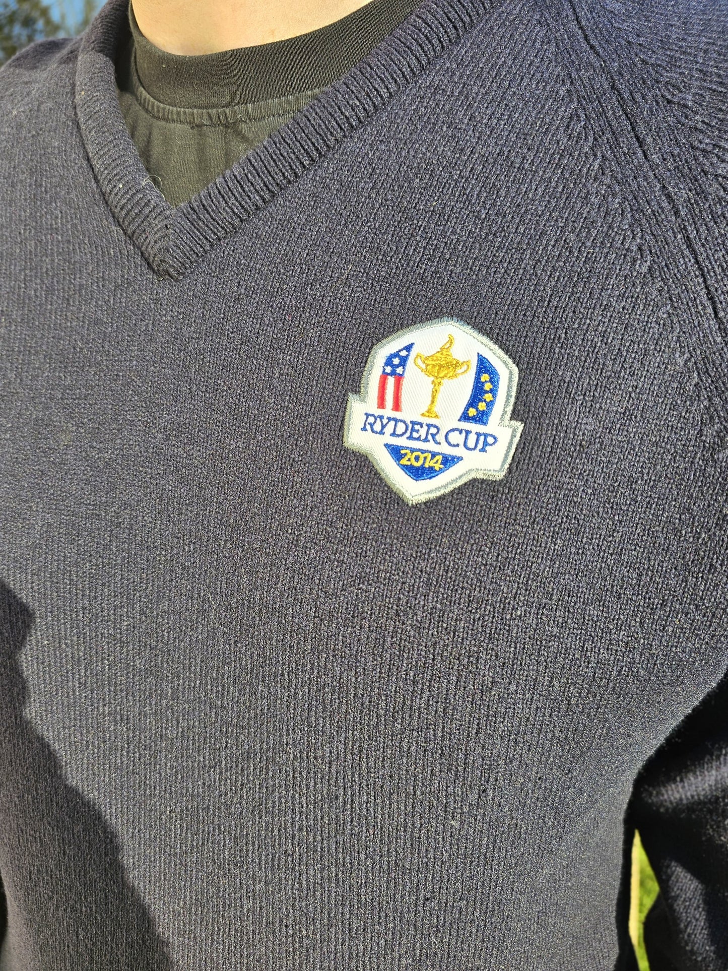 Glenmuir Navy Blue 1981 Ryder Cup V Neck Sweater Jumper - M/Medium 80% Lambswool