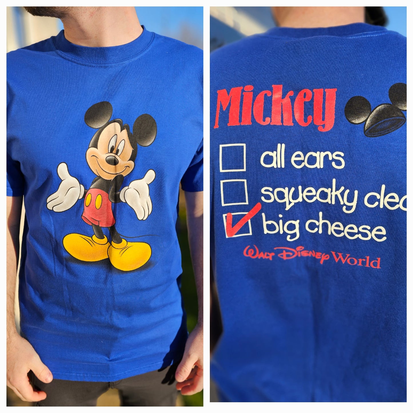 Genuine Walt Disney World Blue Mickey Mouse Short Sleeve T-Shirt - NWT - M/Medium