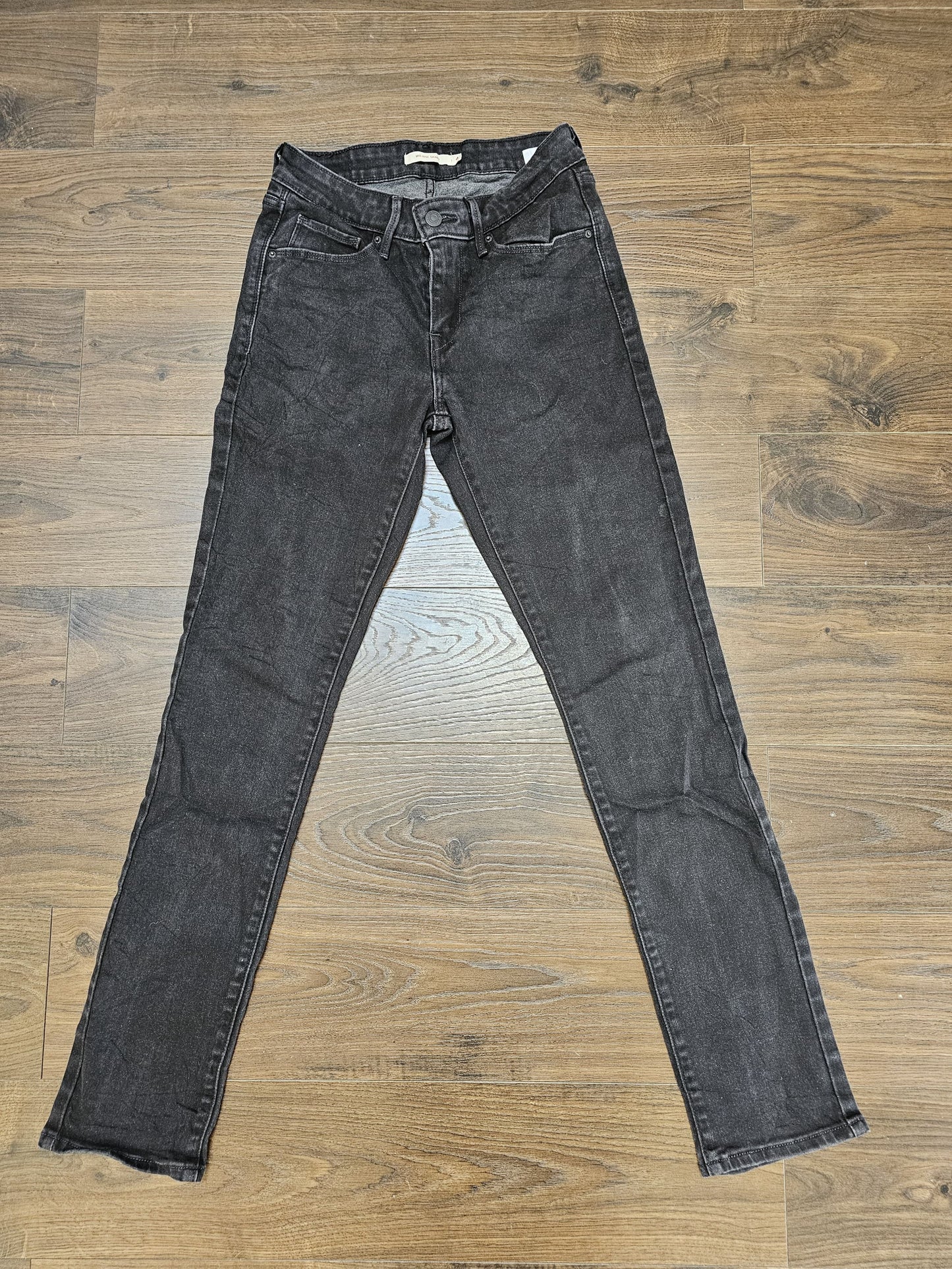 Levi's Womens Black Jeans Mid Rise Skinny Fit 4M W26/30L