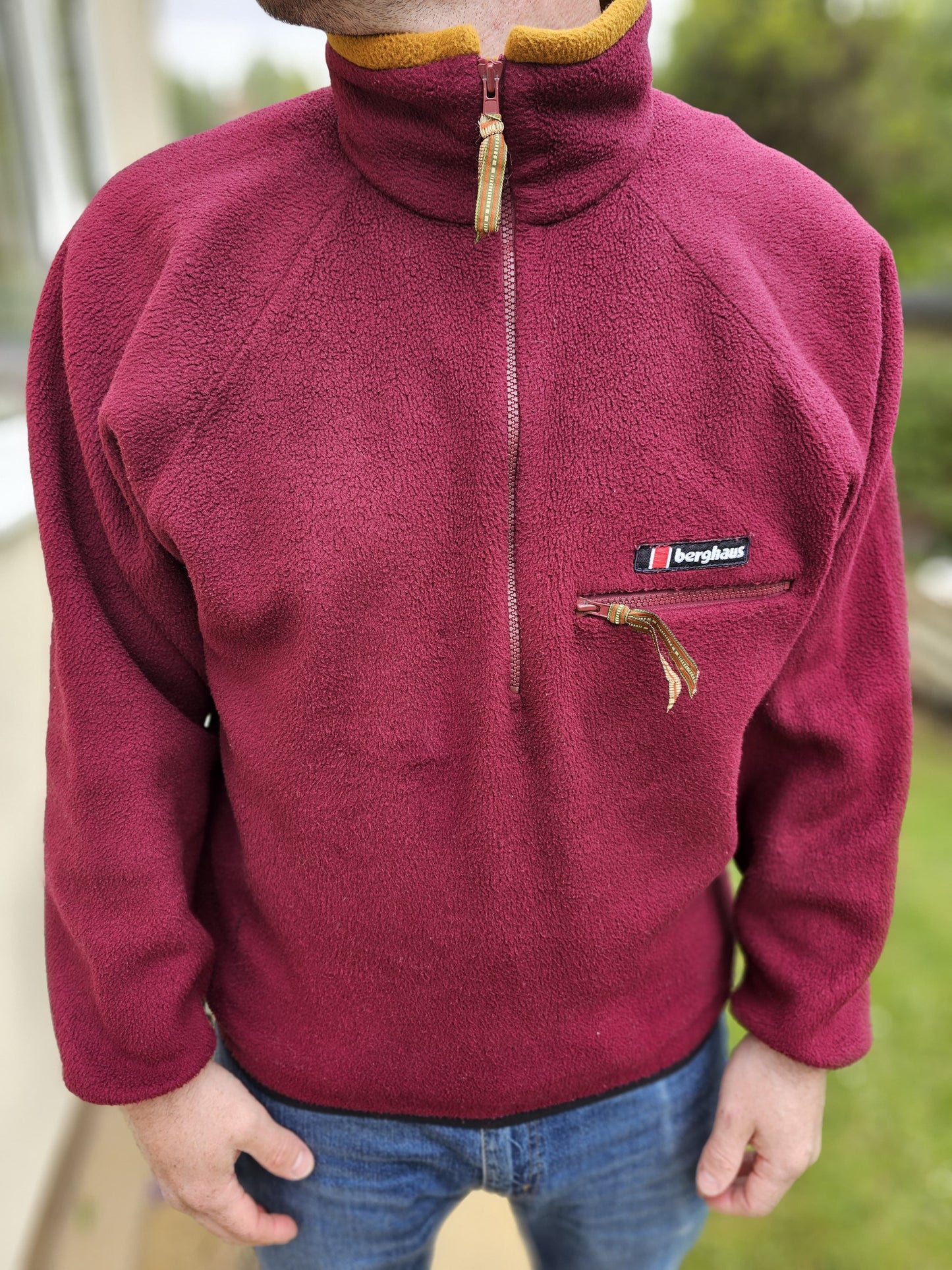 Vintage Berghaus 1/2 Zip Fleece Pullover- Burgundy - L/Large