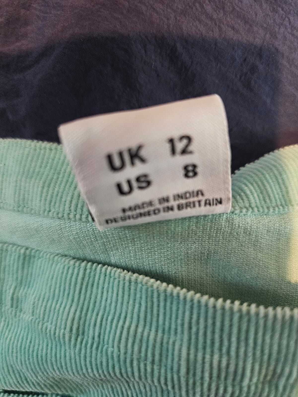 Lucy & Yak Turquoise Corduroy Pinafore Dungarees Style Dress - UK 12