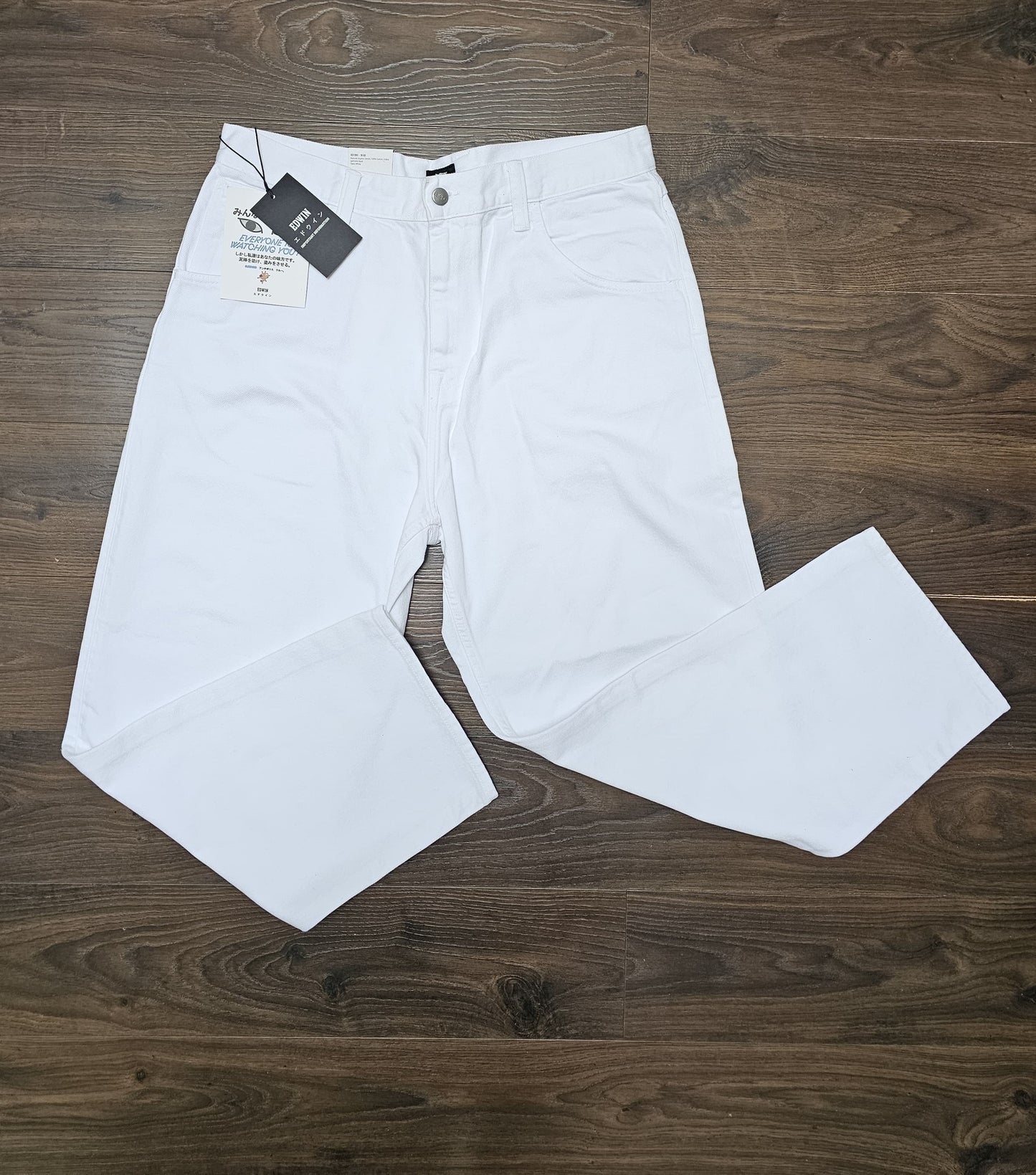 Mens EDWIN Japan Smart Casual White Embroidered Jeans - RRP £120 - New With Tags