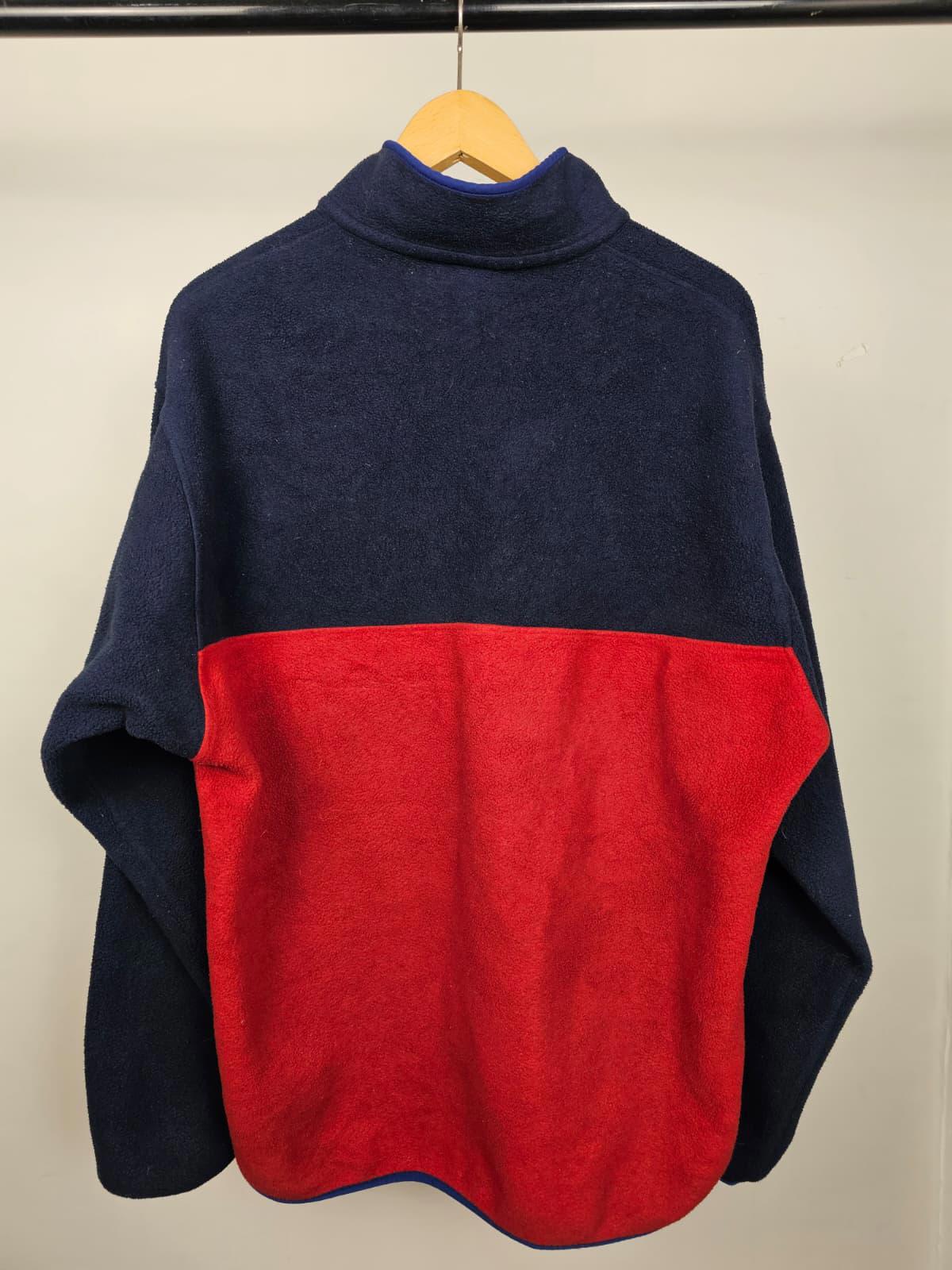 Patagonia Mens Synchilla Pullover Snap Button Fleece Jumper - L/Large - Navy/Red