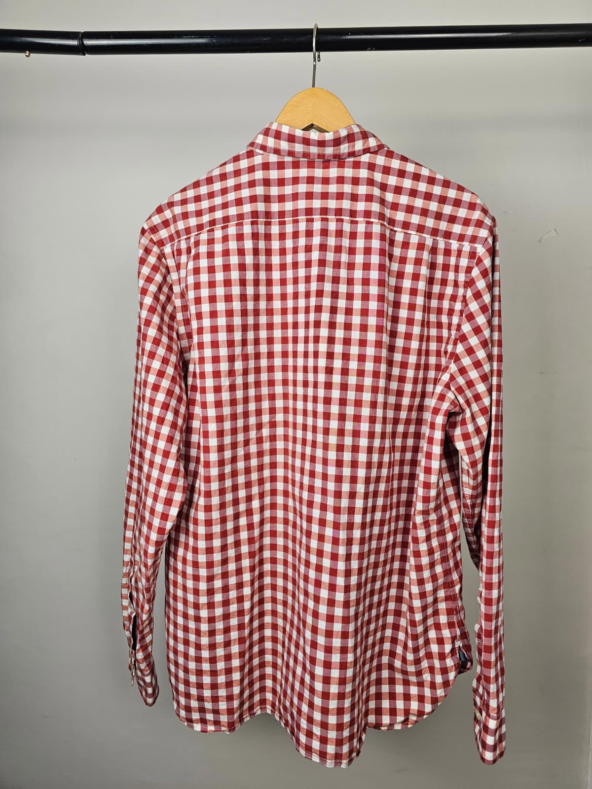 Lacoste Mens Classic Fit Long Sleeve Checked Button Up Collared Shirt - L/Large