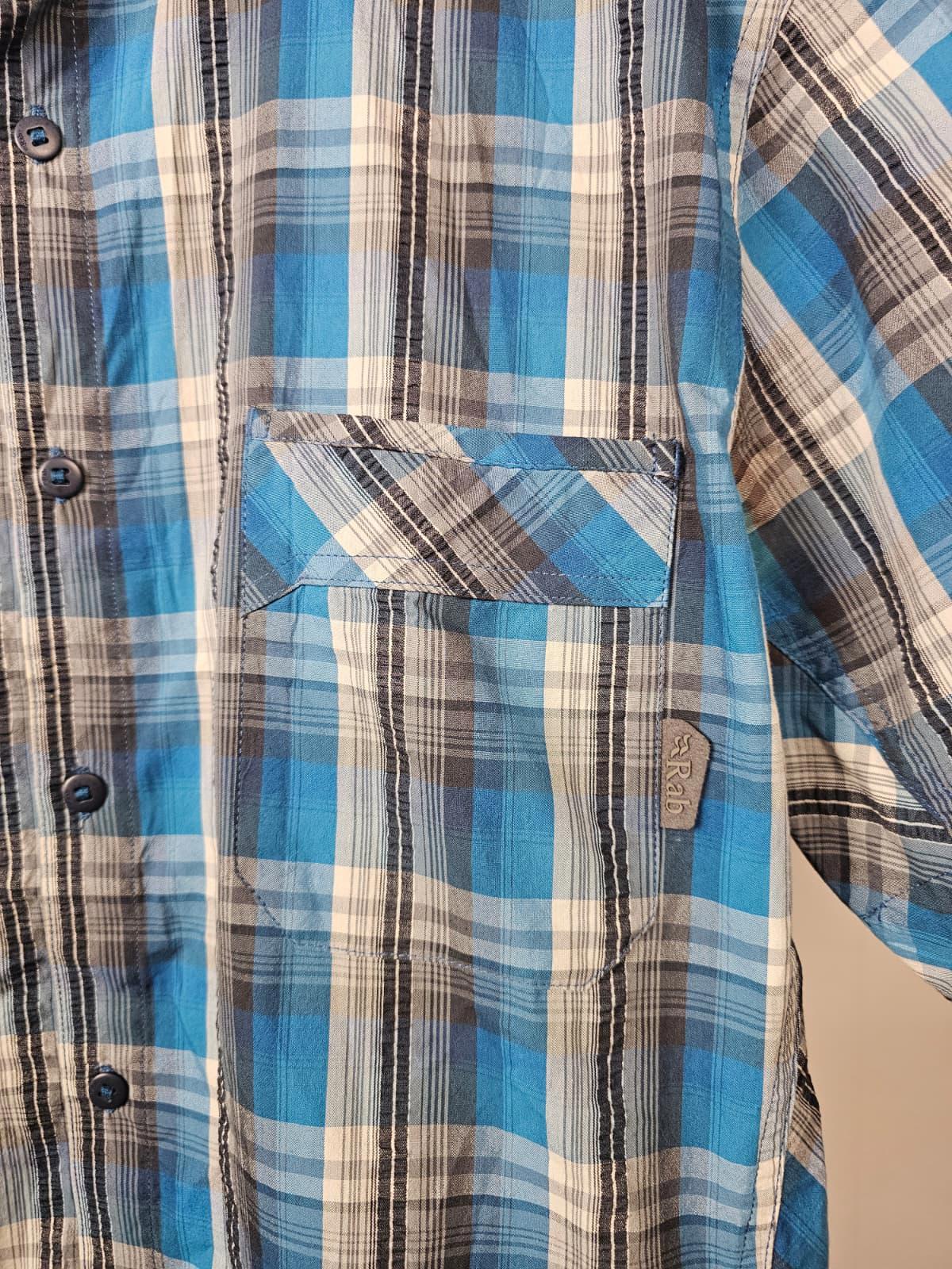 Rab Mens Short Sleeve Button Up Checkered Pocket Shirt - L/Large