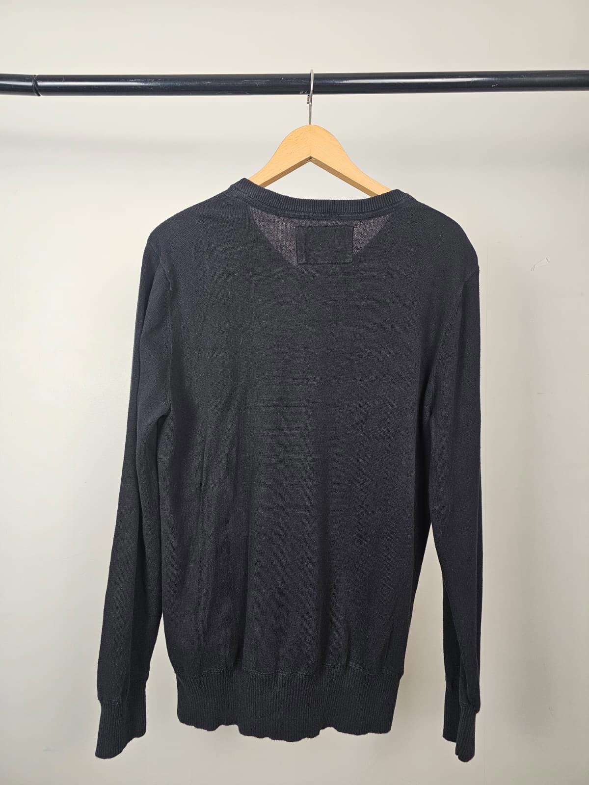 Hurley Mens Pullover V-Neck Knitted Style 100% Cotton Jumper - L/Large - Black