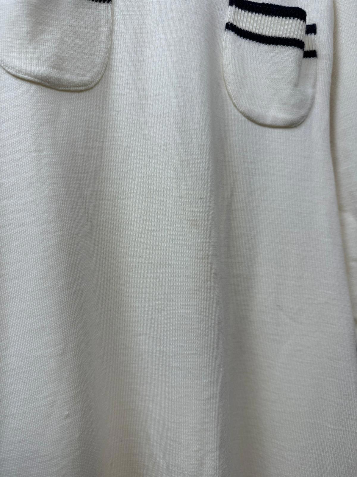 Wetherall Women's Vintage 100% Wool V-Neck Midi Dress - Made in UK - 10 - Cream