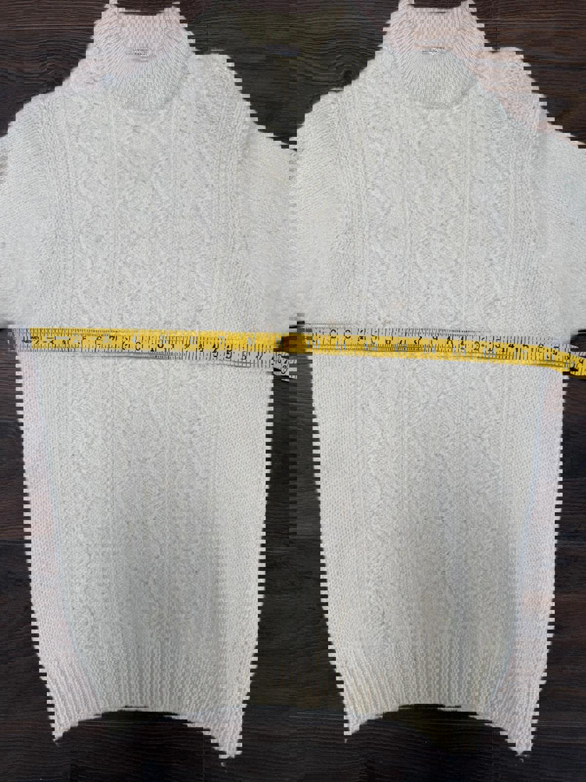 Visor Empire Mens Vintage 100% Wool Cable Knit Pullover Jumper - S/Small -Cream