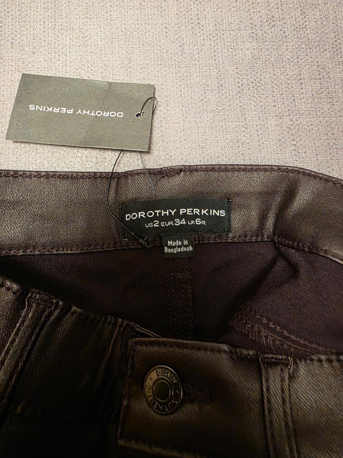 Dorothy Perkins Womens Faux Leather Trousers/Pants - UK 6/R - Brown - BNWT