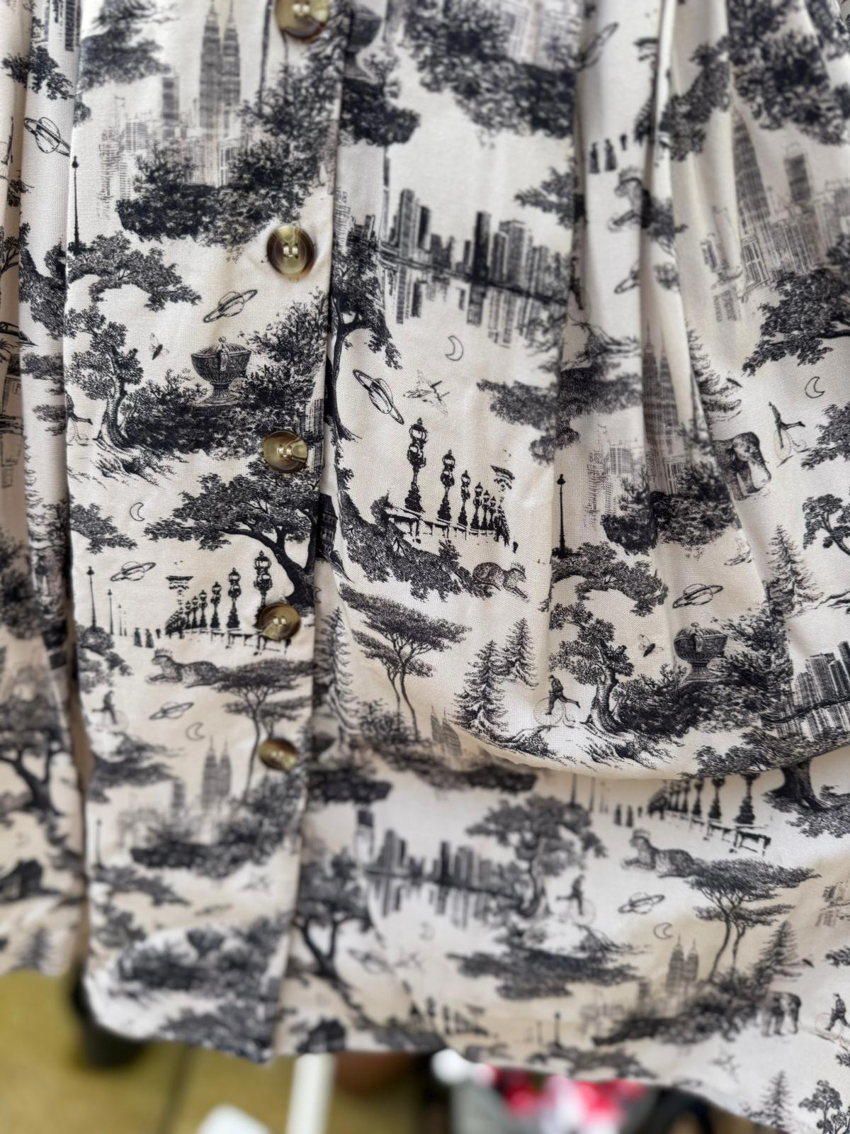 Joanie Womens Barbara Toile De Jouy Print Button-Through Casual Dress - UK 8