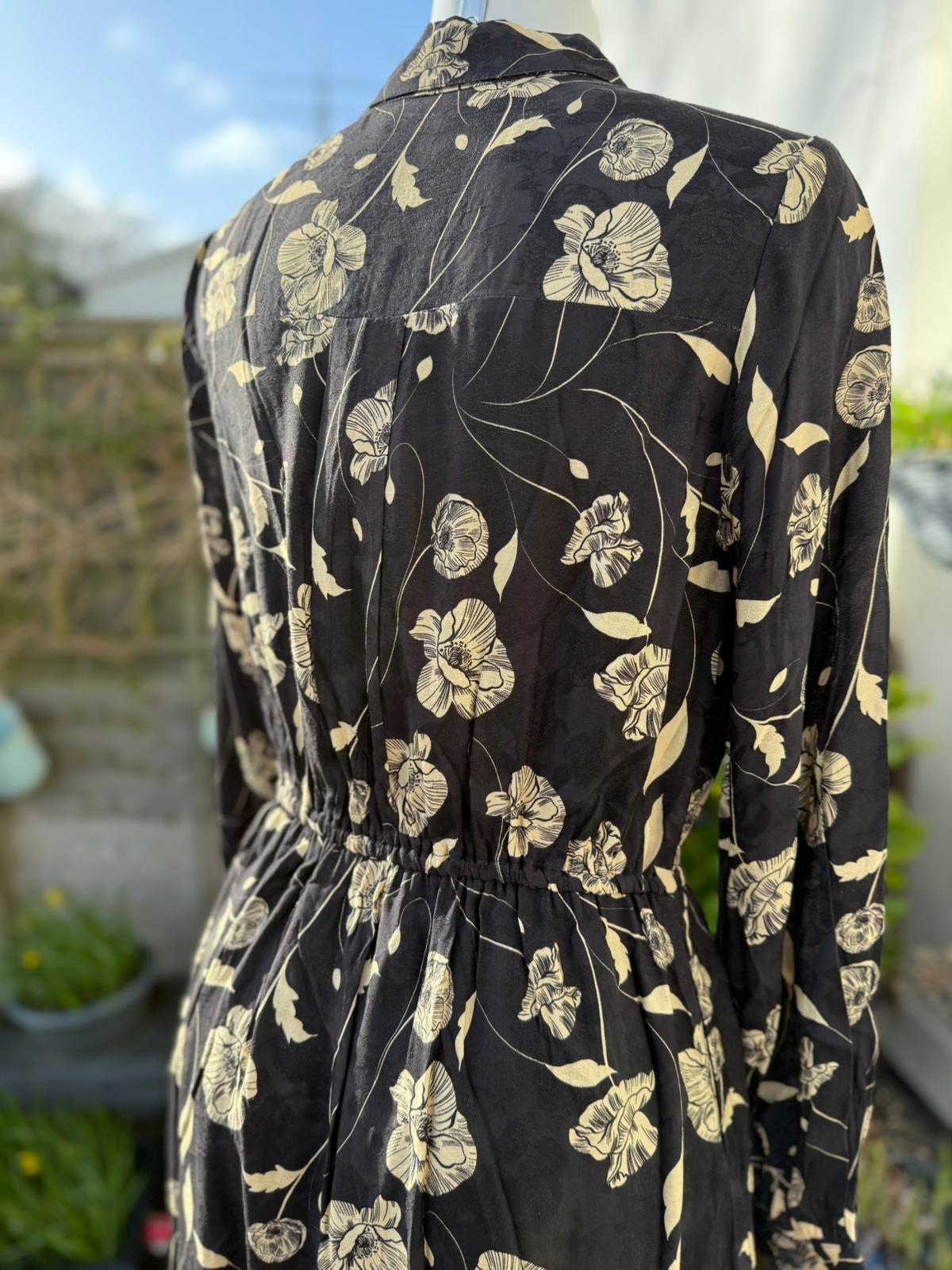 Christina Hendricks X Joanie - Orange Blossom Poppy Print Midi Shirt Dress UK 12