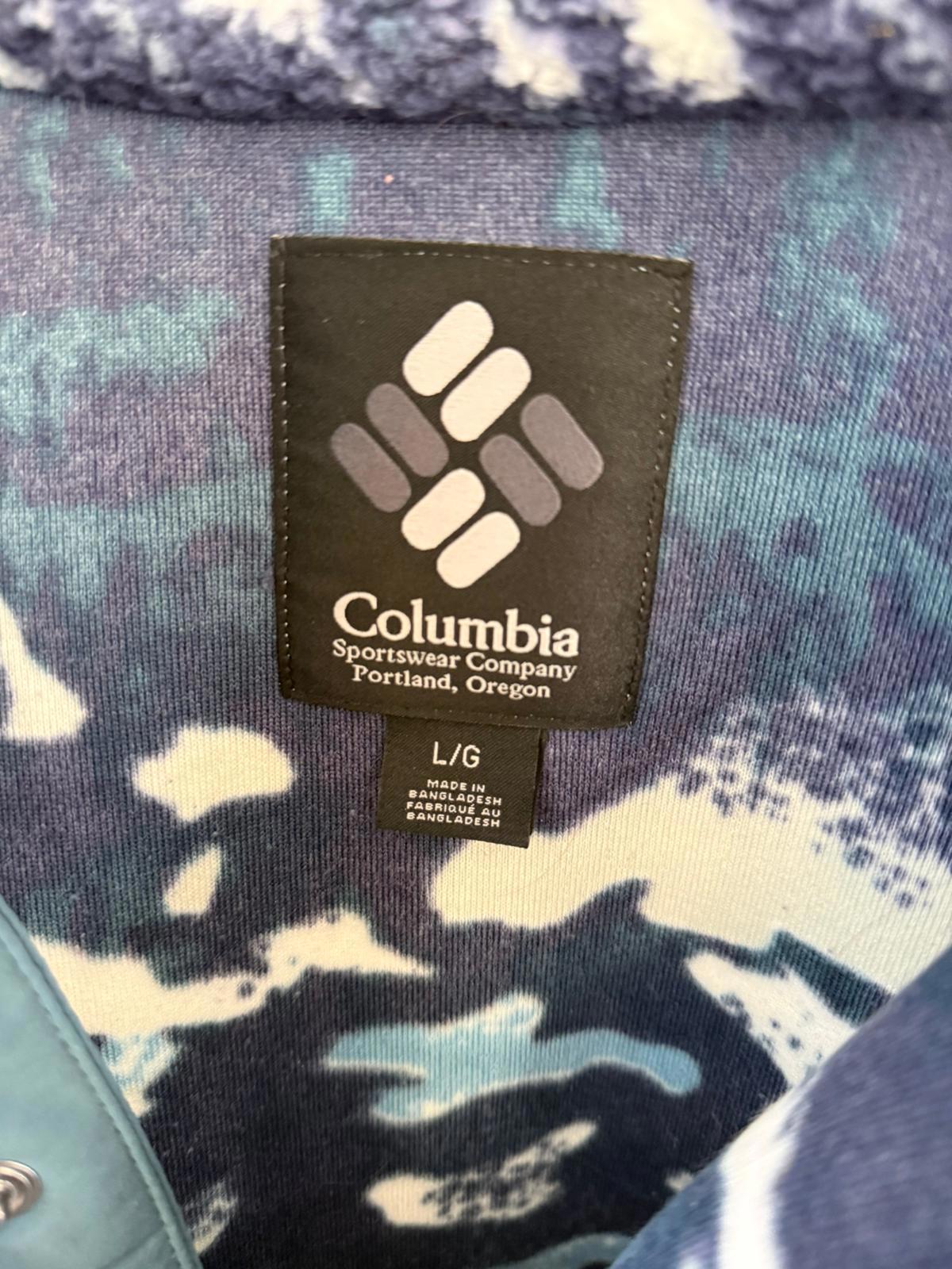 Columbia Mens Snap Button Pullover Mountain Scenery Print Fleece Jumper -L/Large