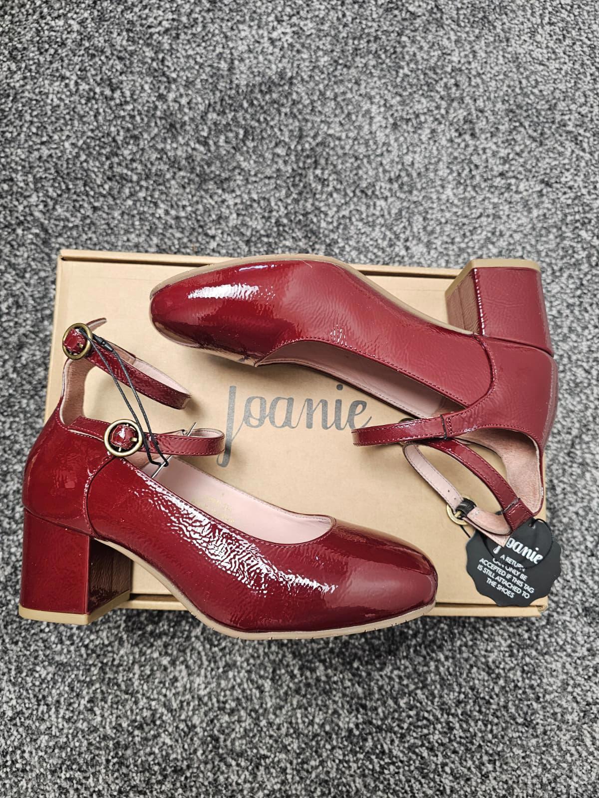 Joanie Rouen Patent Leather Smart Casual Mary Jane Shoes - UK 4 -Cabernet Red