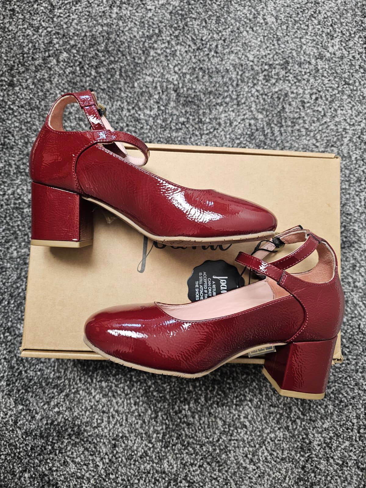 Joanie Rouen Patent Leather Mary Jane Smart Casual Shoes - UK 3 - Cabernet Red