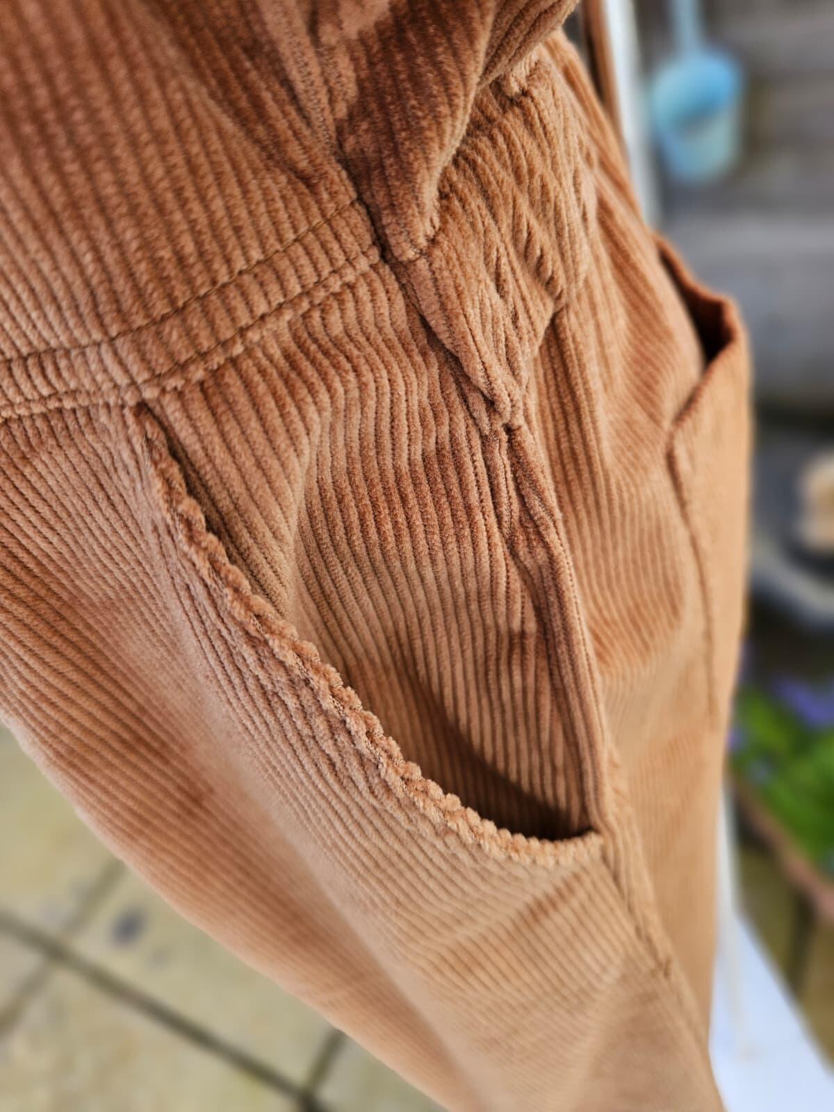 Joanie Women's Robin Short Sleeve Corduroy Zip UP Boilersuit/Jump Suit -18-Brown