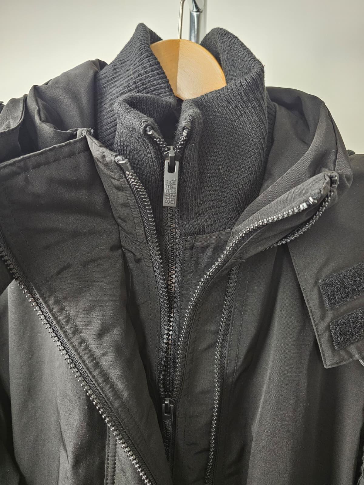 Superdry Women's Ottoman All Black Hooded Fleece Lined Windcheater Jacket -UK 16