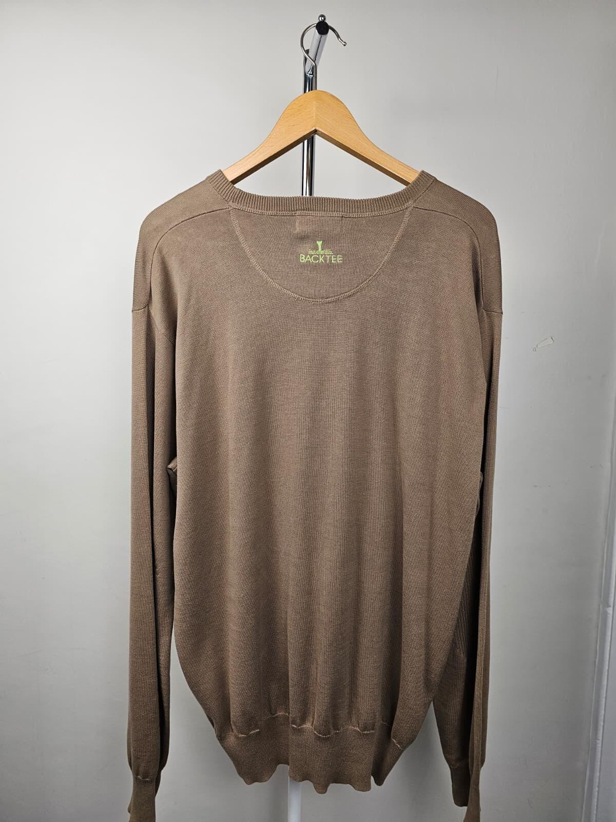 Back Tee Sportswear Mens Round Neck Pullover Jumper/Sweater - L/Large - Brown