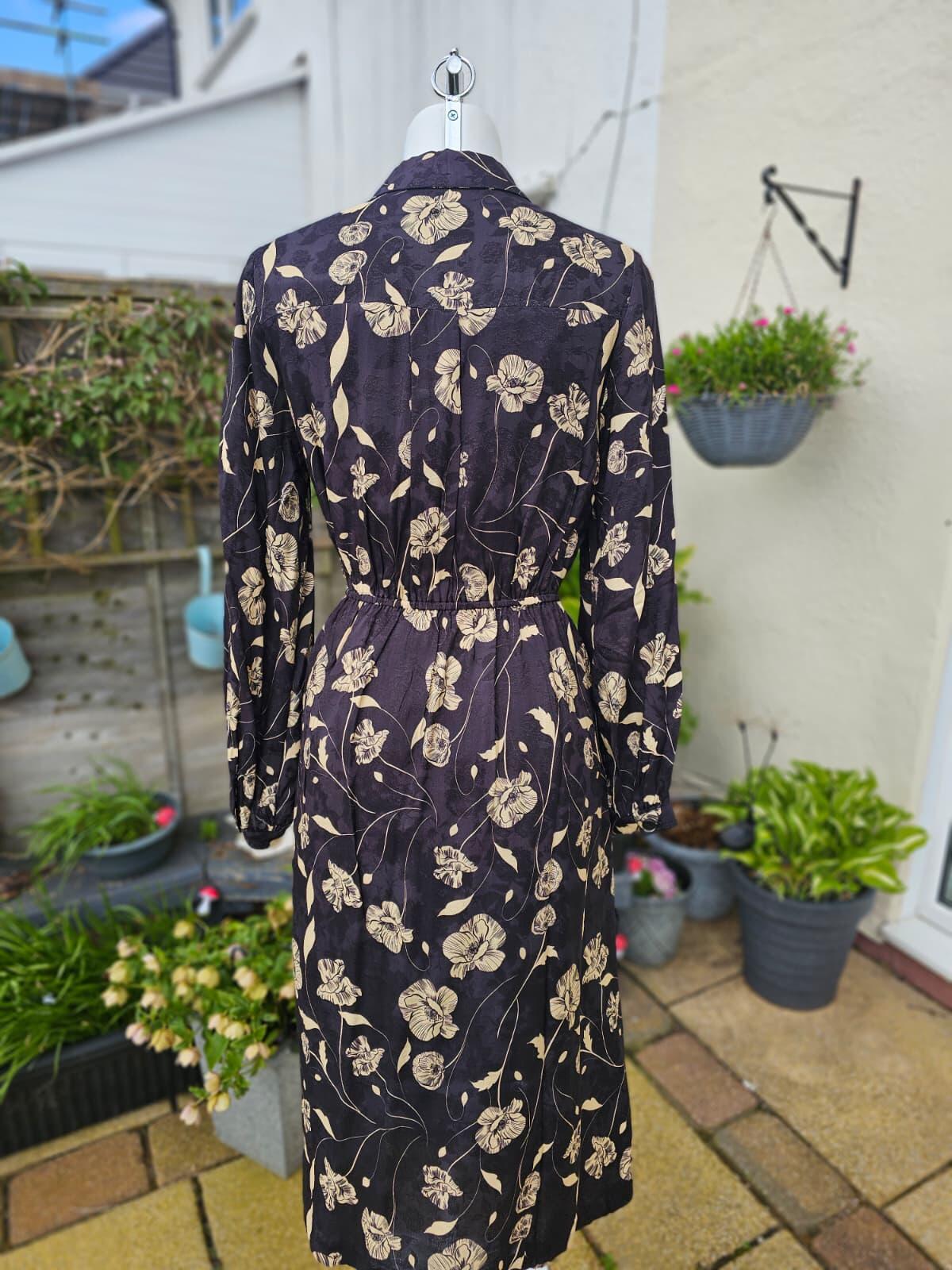 Christina X Joanie Orange Blossom Poppy Print Midi Shirt Sleeve Dress - UK 14