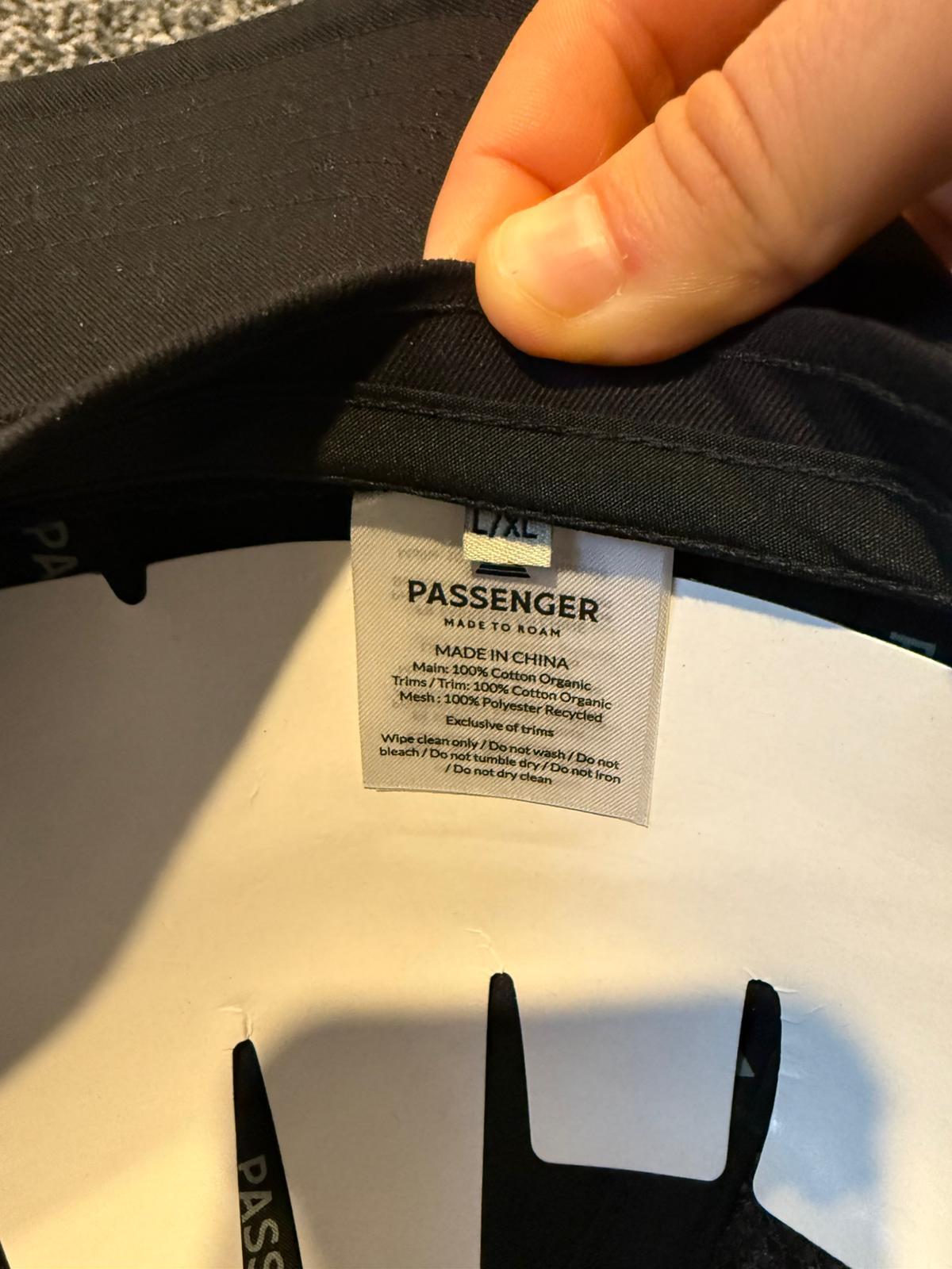 Passenger Embroidered Text Unisex Trucker Style Hat/Cap - L/Xl - Black