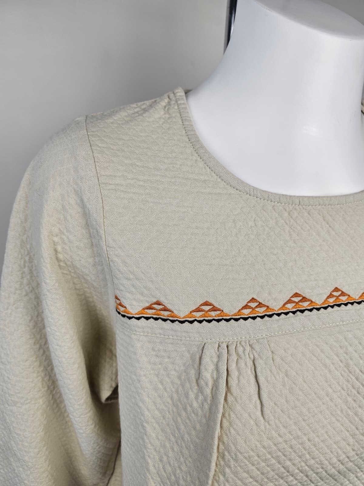 Passenger Petal Cotton Textured Long Sleeve Top - M/Medium/12 - Vintage White