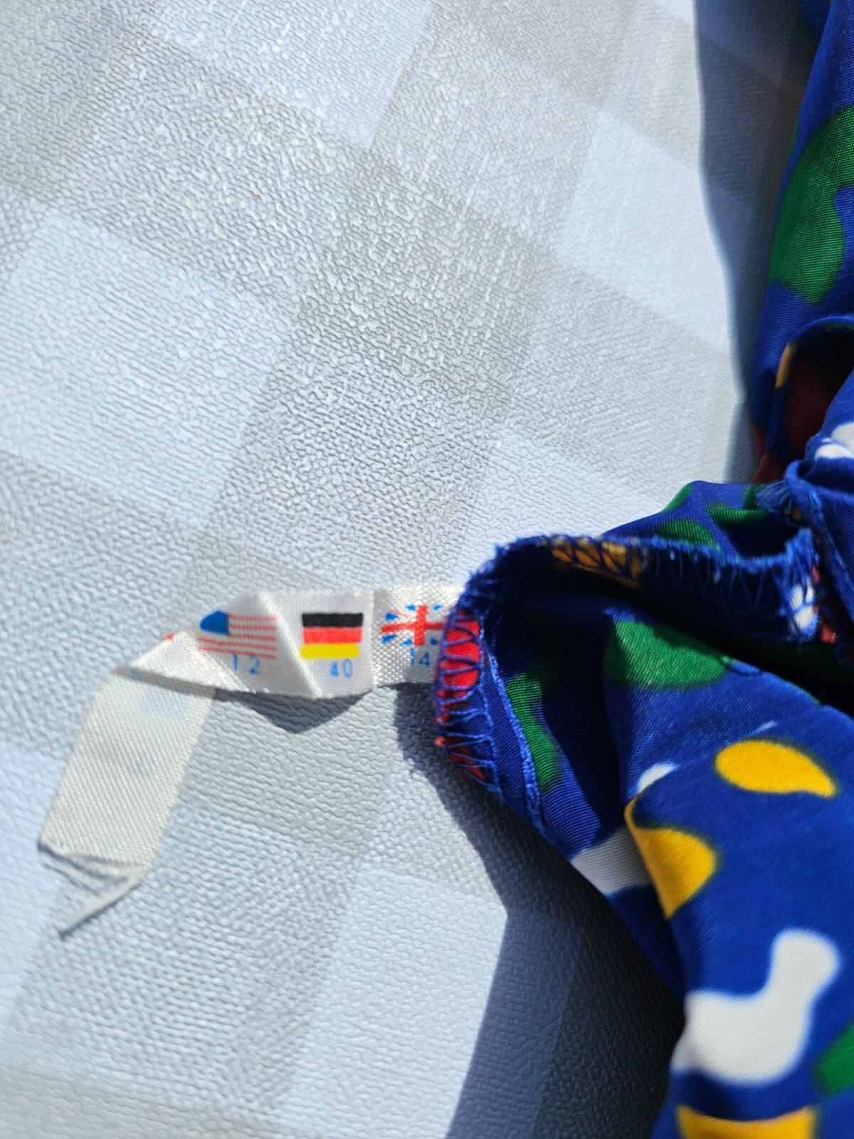 Gorgeous 'Made In France' Devernois 80's/90's Abstract Pattern Dress - UK 14