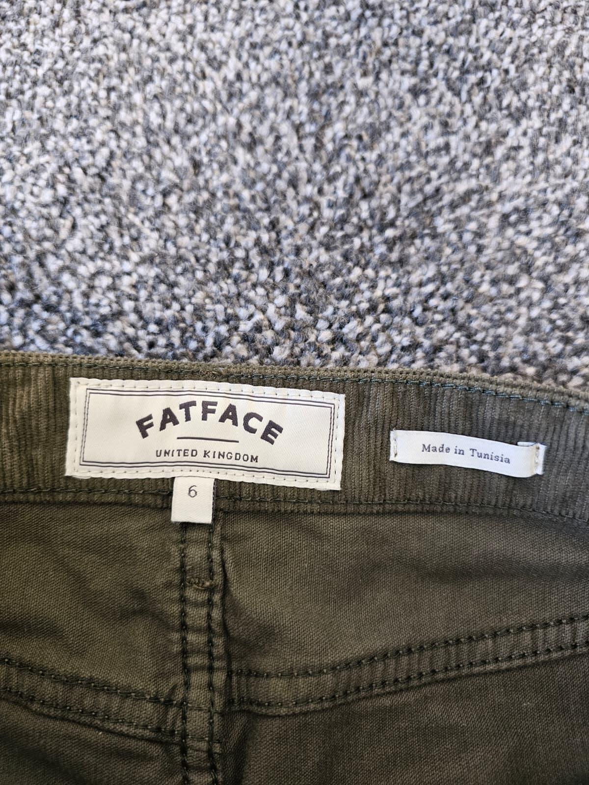 Fat Face UK Women's Corduroy Button Front Skirt - UK 6 - Dark Green/Khaki