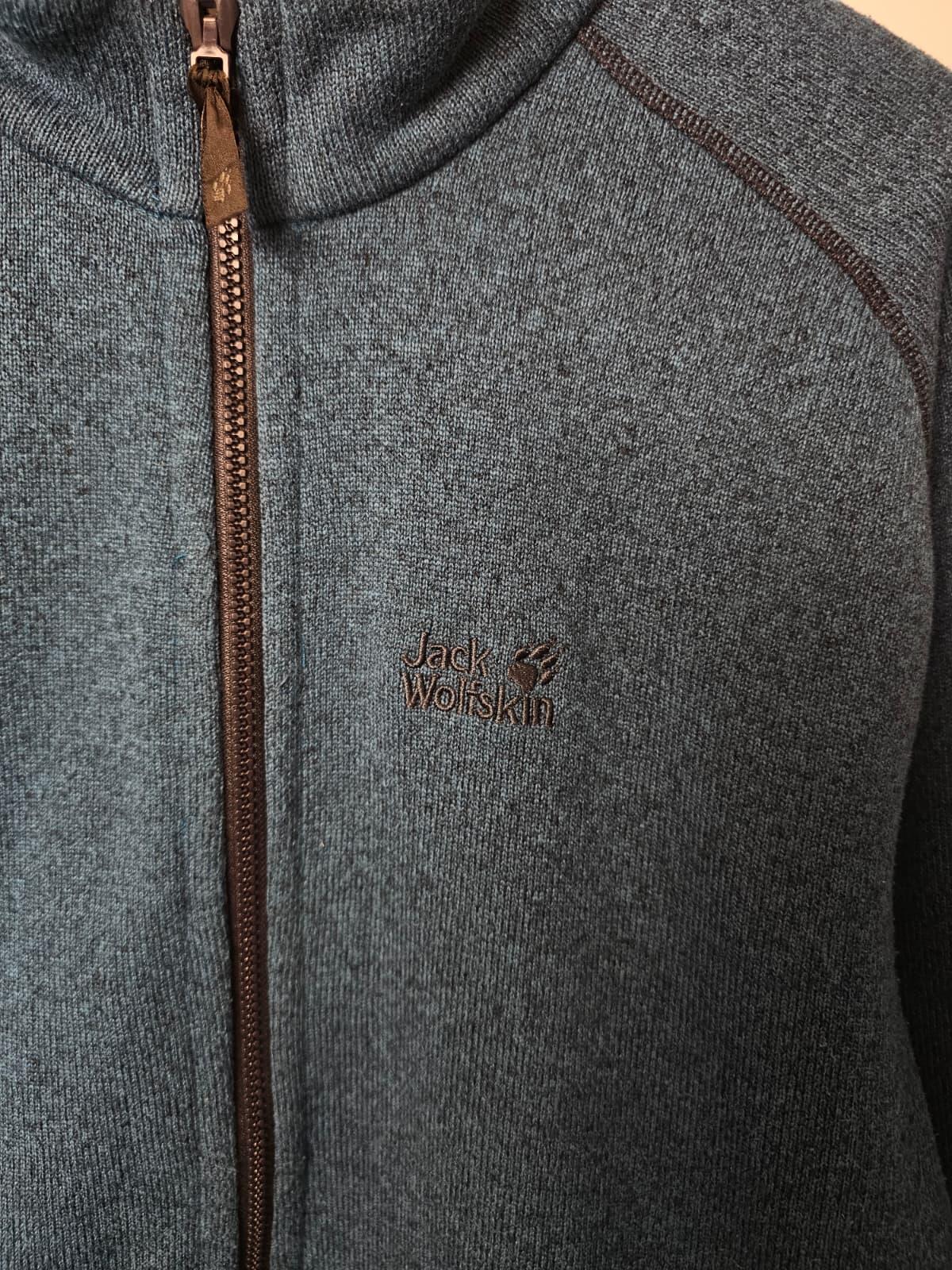 Jack Wolfskin Men's Full Zip Knitted Style Fleece Jacket - Teal Blue 44/46 XL