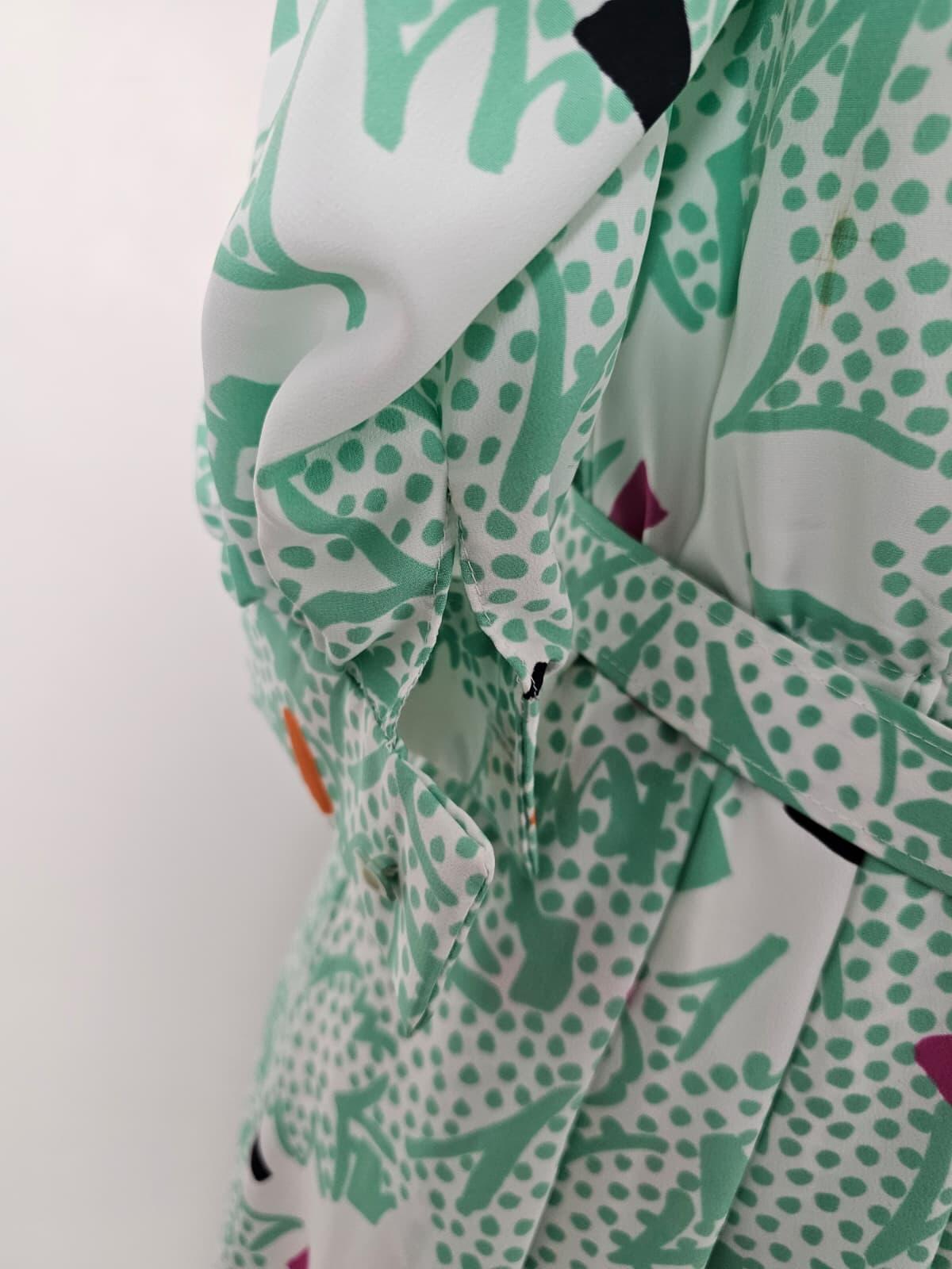 Richard Roberts Collection Vintage Women's 80's Belted Shirt Dress - UK 14 Green