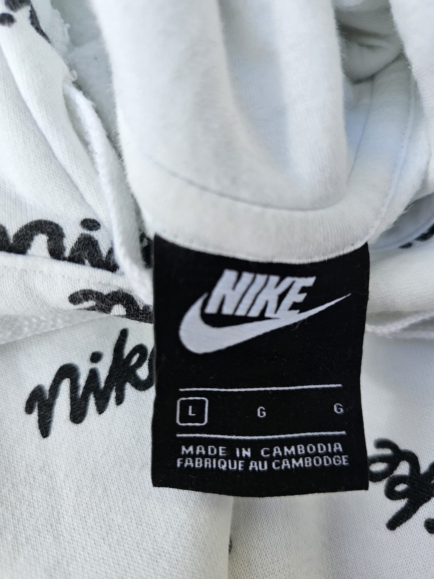 Nike White All Over Print Hoodie - L/Large