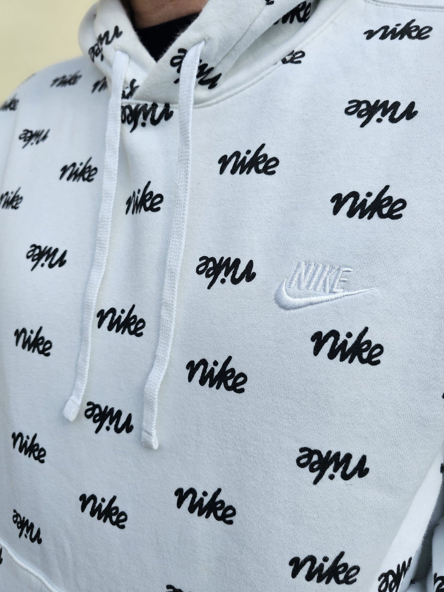 Nike White All Over Print Hoodie - L/Large