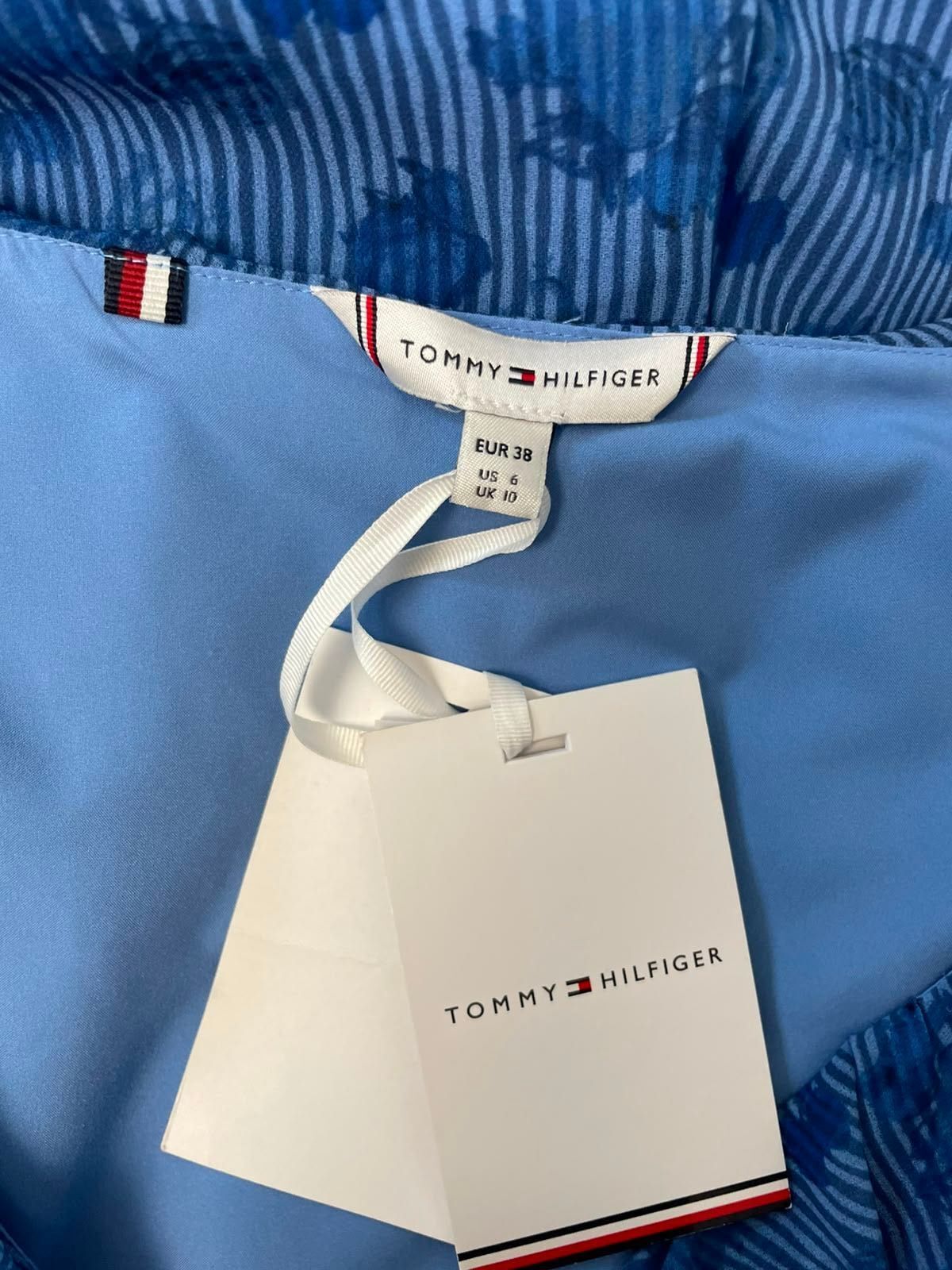 Tommy Hilfiger Women's Frill Neck Printed Maxi Dress - UK 10 - Blue - RRP £230