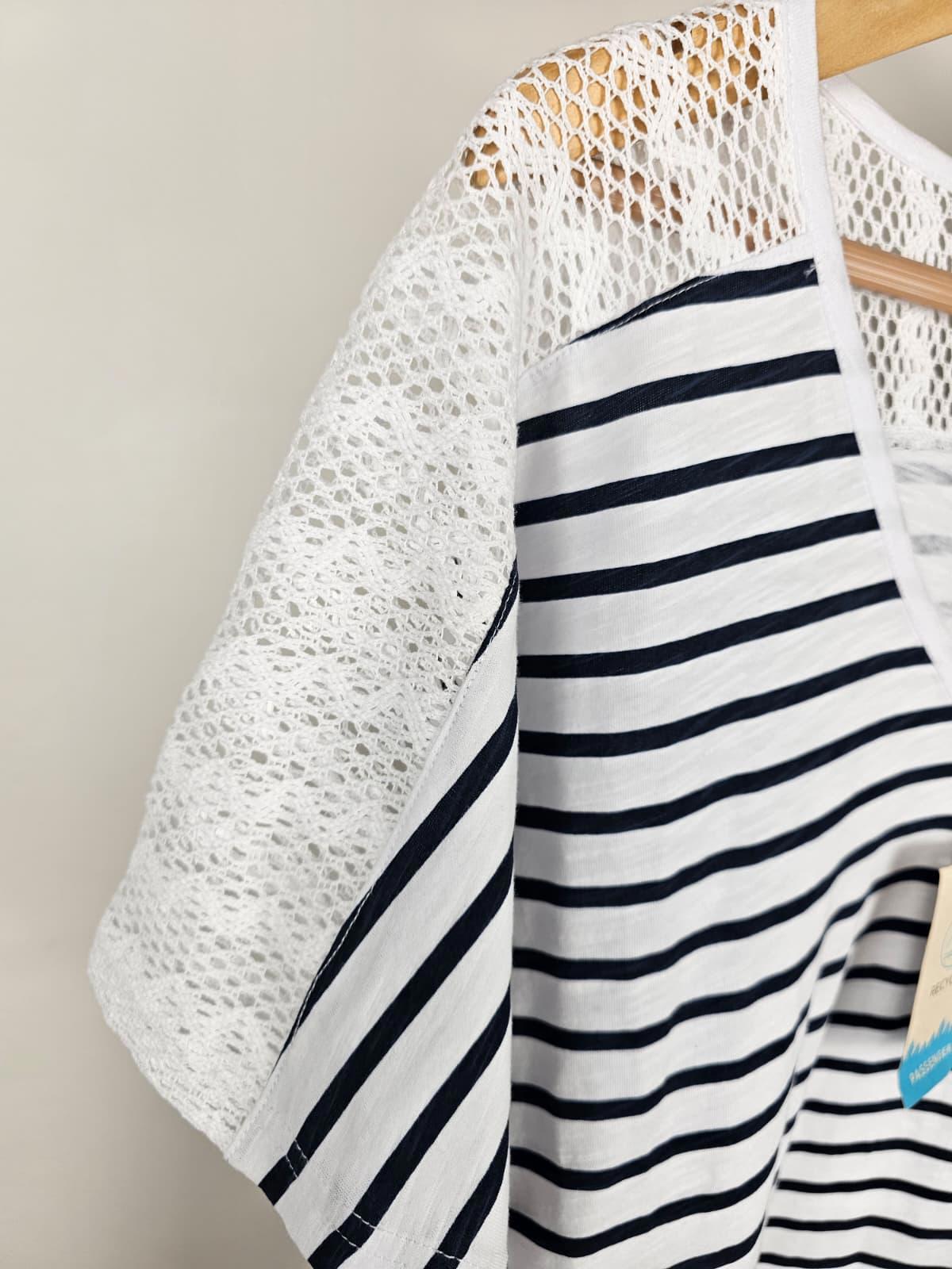 Passenger Womens Oversized Cotton Striped T-Shirt Dress - Navy/White