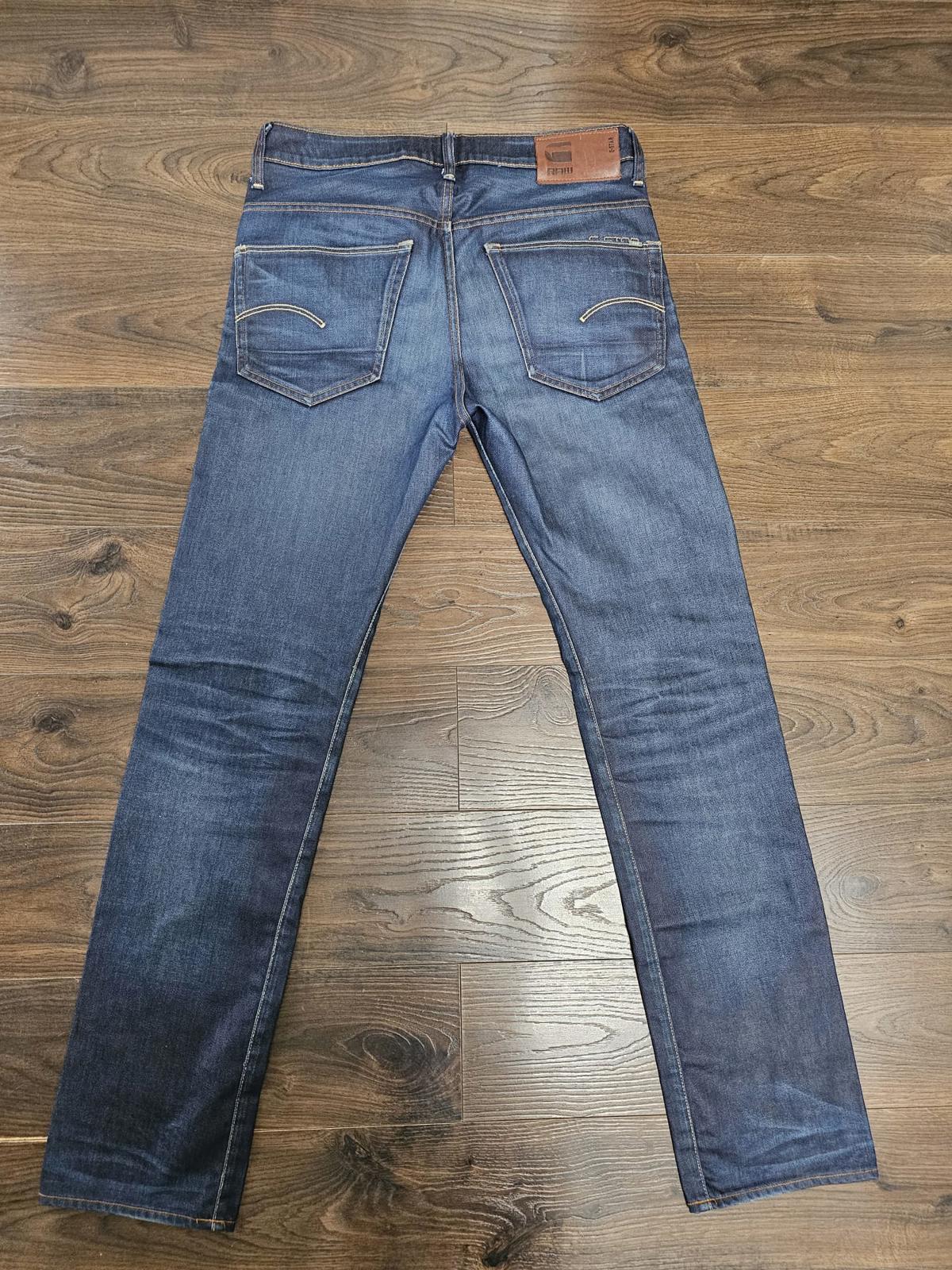G- STAR Mens Blue Button Fly Jeans 3301 Straight Sim Fit W32/35L Denim